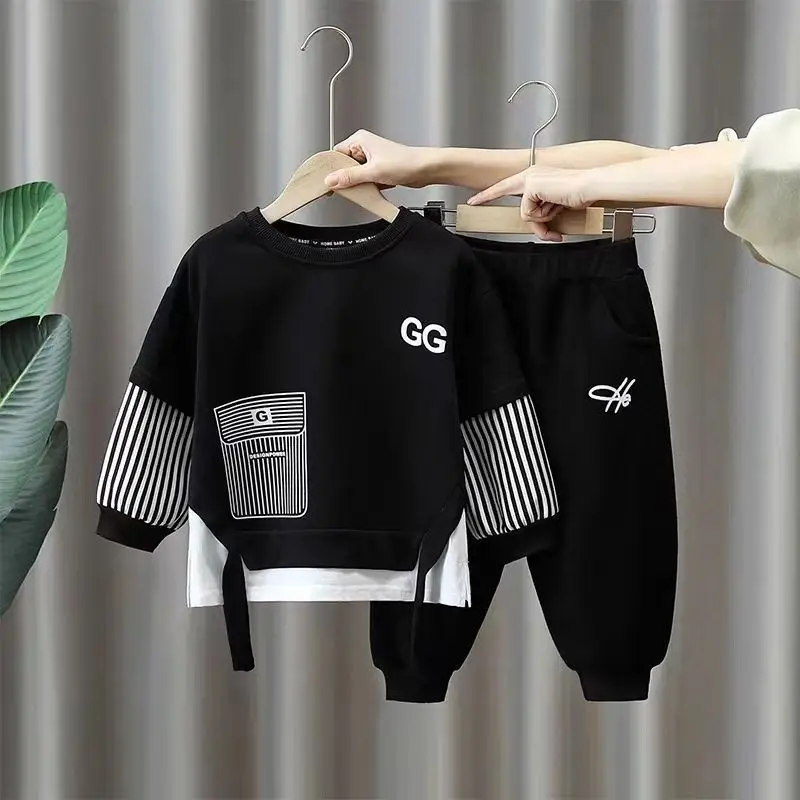 2Pcs 2026 New Style Autumn Winter Baby Boys Long Sleeve Sweatshirt &Pant Casual Sports Suit Western Fashion Clothes Set For 1-3Y