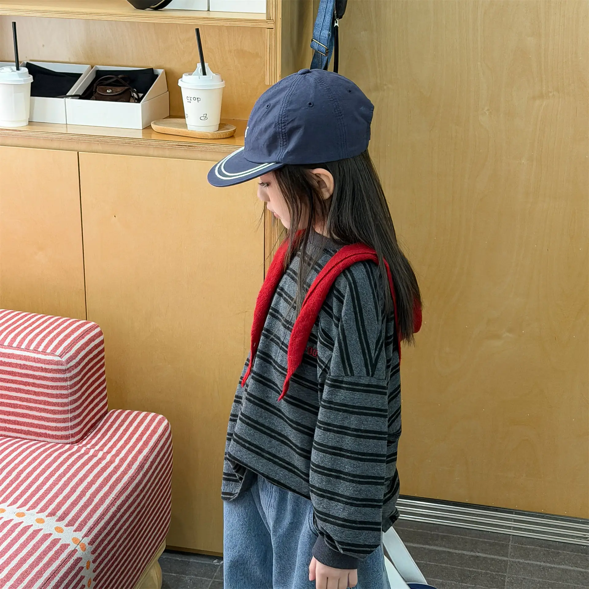Children Long Sleeve Striped T Shirts Boys Girls Casual Tops Baby Loose Sweatshirt Toddler Cotton Tees Kids Casual Clothes