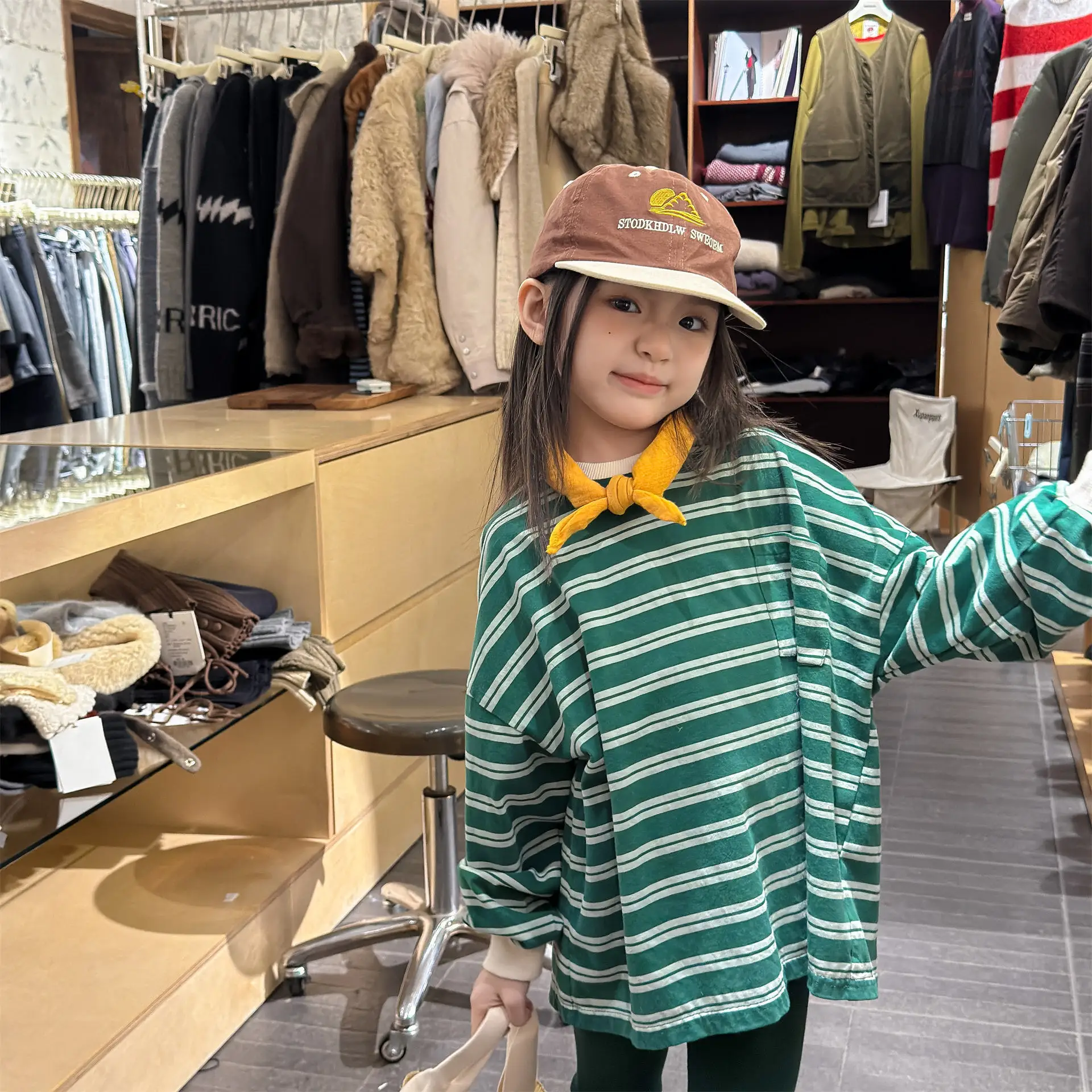 Children Long Sleeve Striped T Shirts Boys Girls Casual Tops Baby Loose Sweatshirt Toddler Cotton Tees Kids Casual Clothes