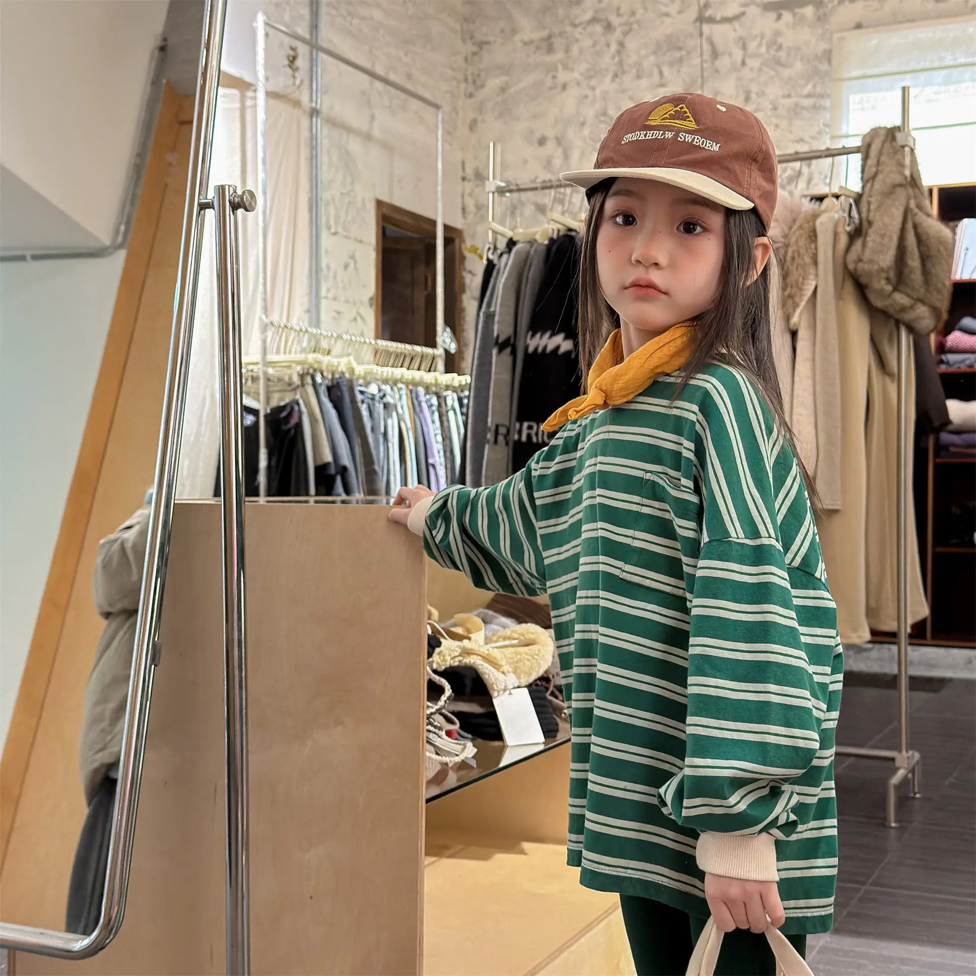 Children Long Sleeve Striped T Shirts Boys Girls Casual Tops Baby Loose Sweatshirt Toddler Cotton Tees Kids Casual Clothes