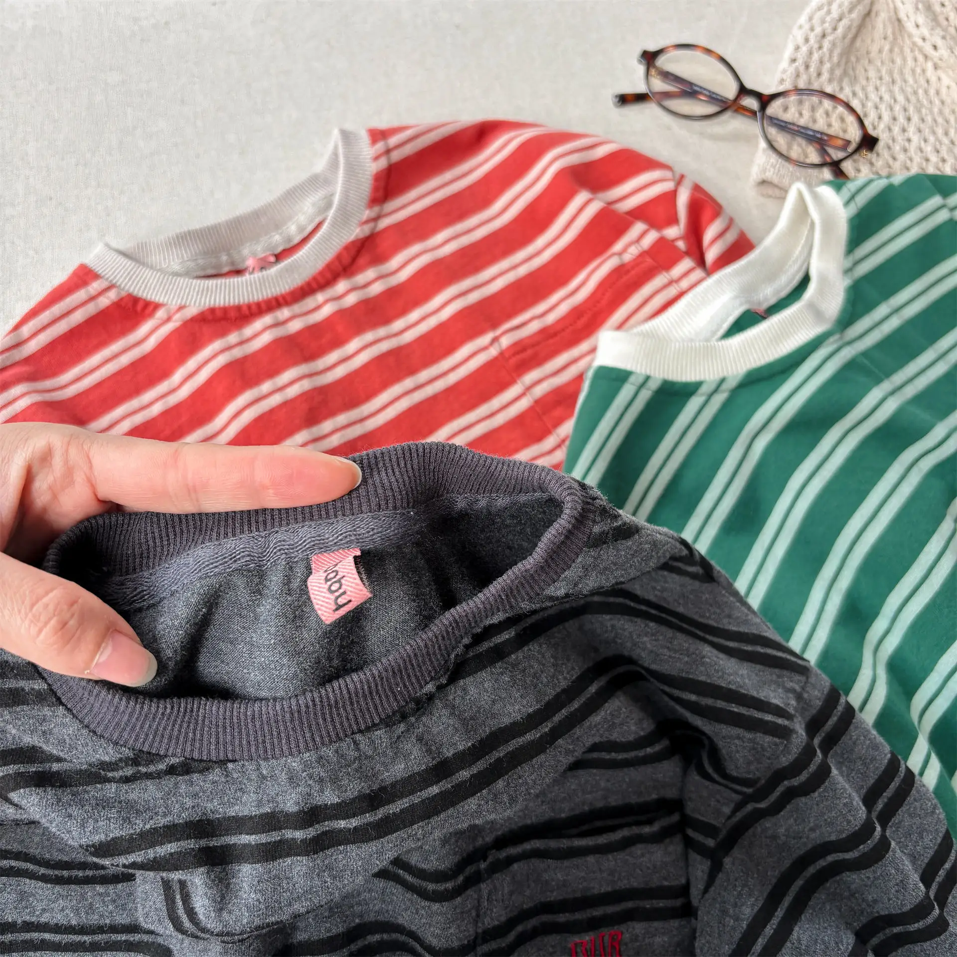 Children Long Sleeve Striped T Shirts Boys Girls Casual Tops Baby Loose Sweatshirt Toddler Cotton Tees Kids Casual Clothes