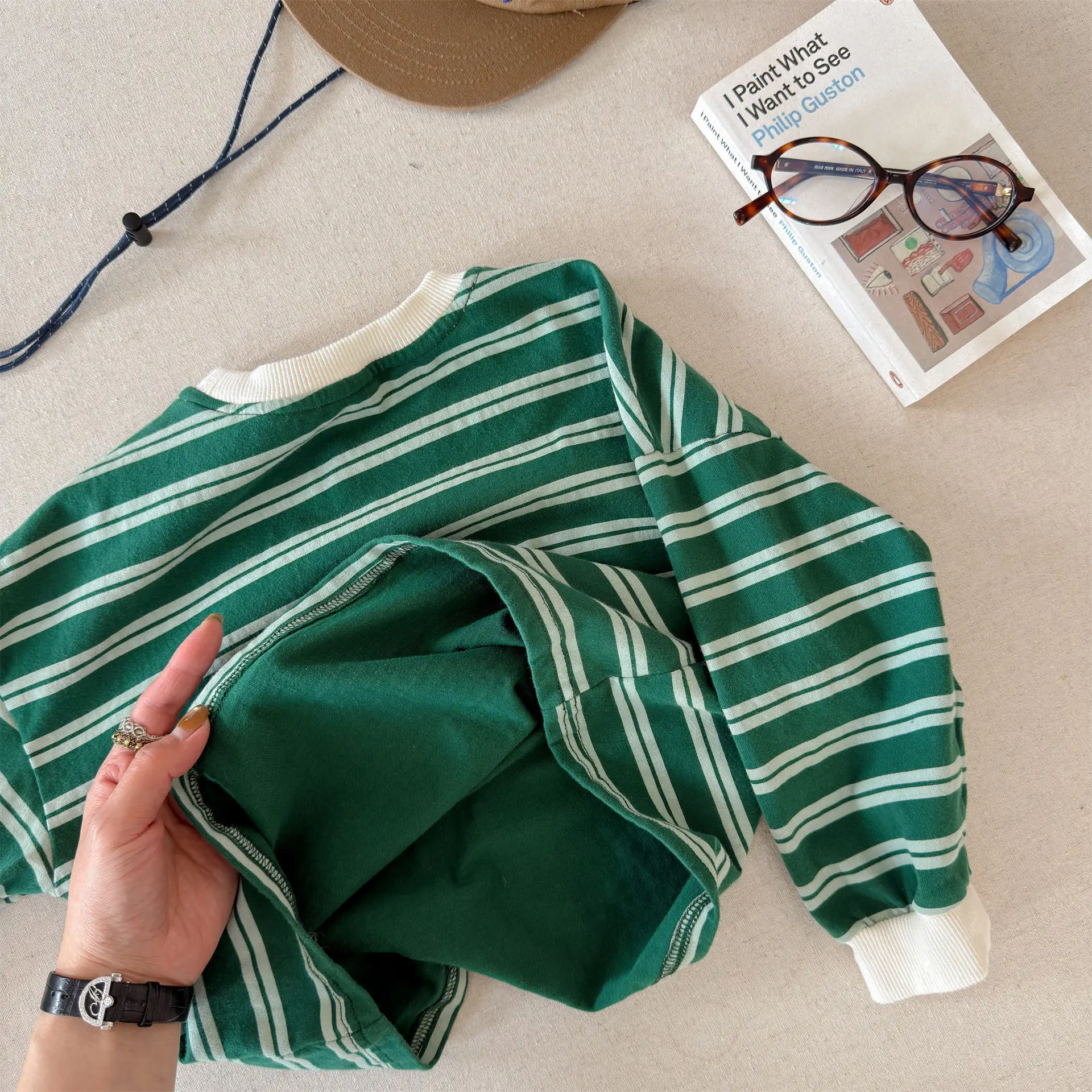 Children Long Sleeve Striped T Shirts Boys Girls Casual Tops Baby Loose Sweatshirt Toddler Cotton Tees Kids Casual Clothes