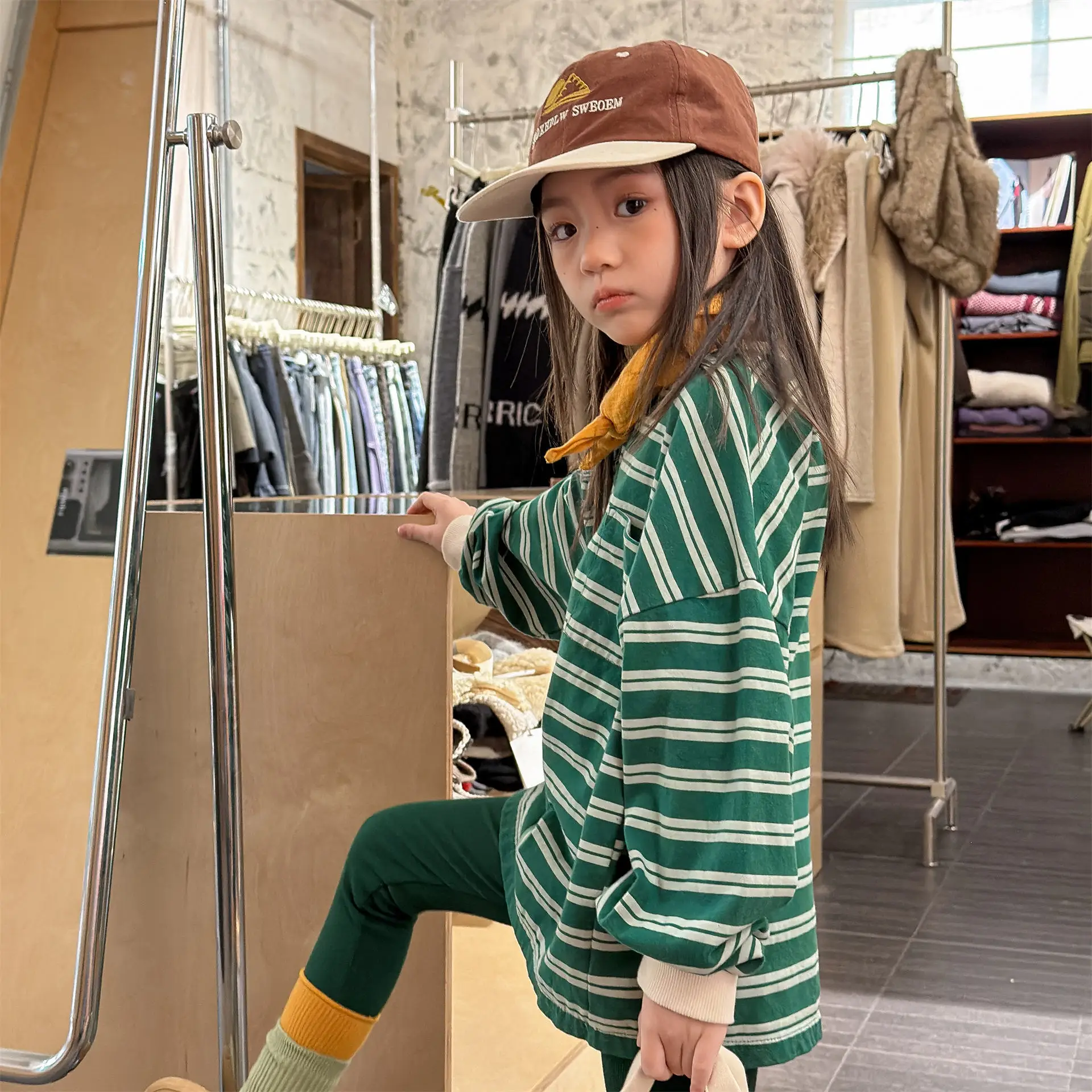 Children Long Sleeve Striped T Shirts Boys Girls Casual Tops Baby Loose Sweatshirt Toddler Cotton Tees Kids Casual Clothes