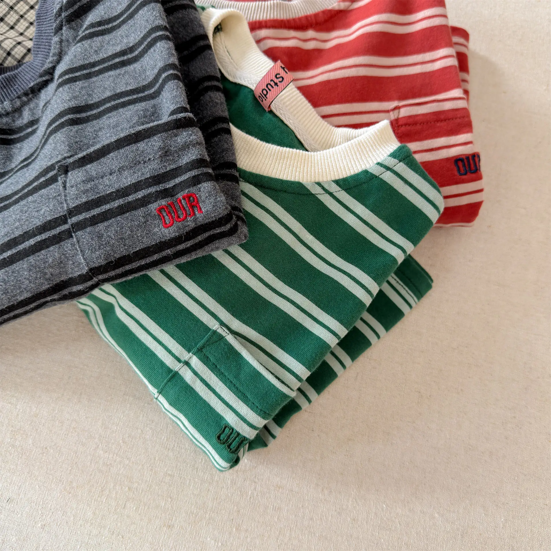 Children Long Sleeve Striped T Shirts Boys Girls Casual Tops Baby Loose Sweatshirt Toddler Cotton Tees Kids Casual Clothes