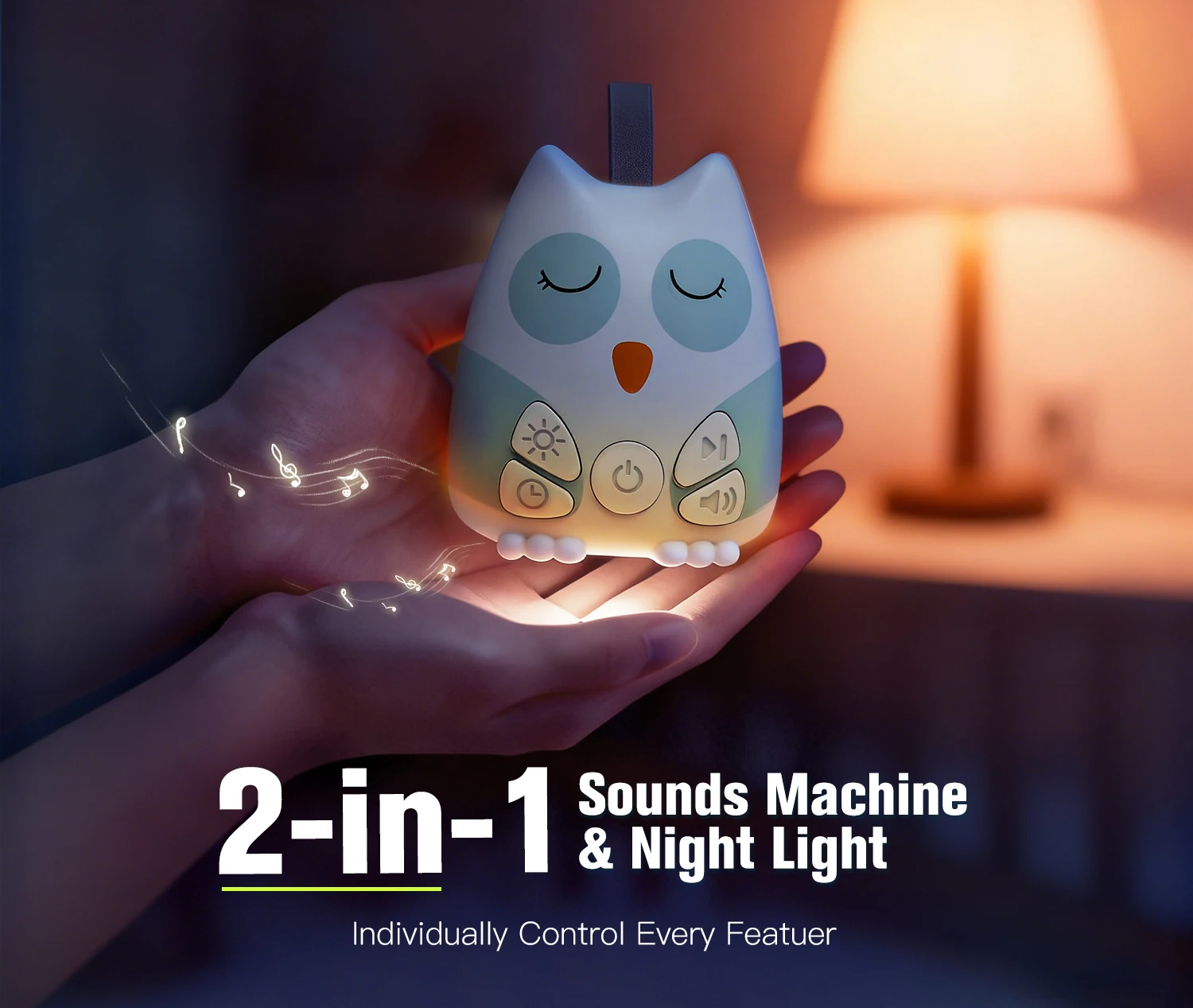 Portable White Noise Sound Machine for Baby 30 Soothing Sounds Crying Sensor for Infants with Night Light Timer Rechargeable