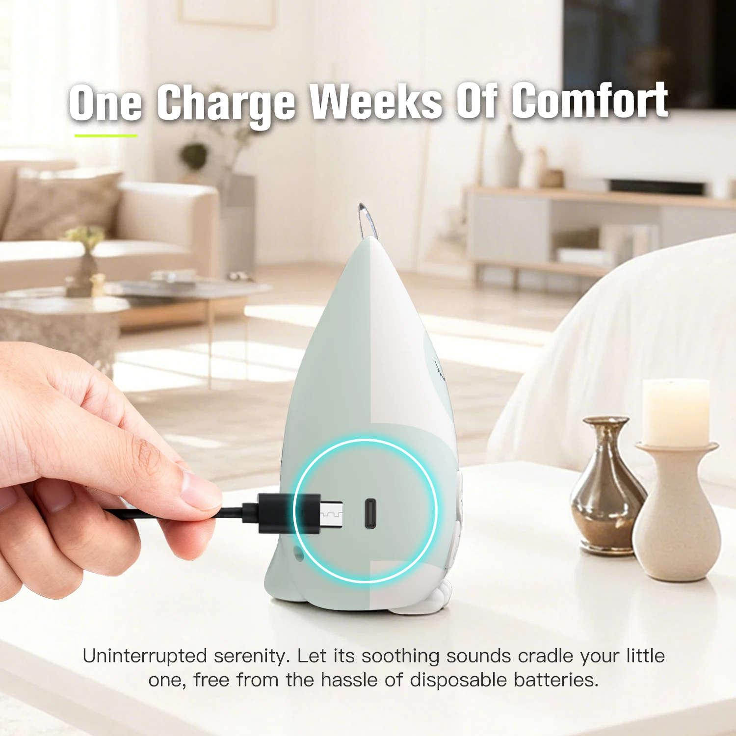 Portable White Noise Sound Machine for Baby 30 Soothing Sounds Crying Sensor for Infants with Night Light Timer Rechargeable