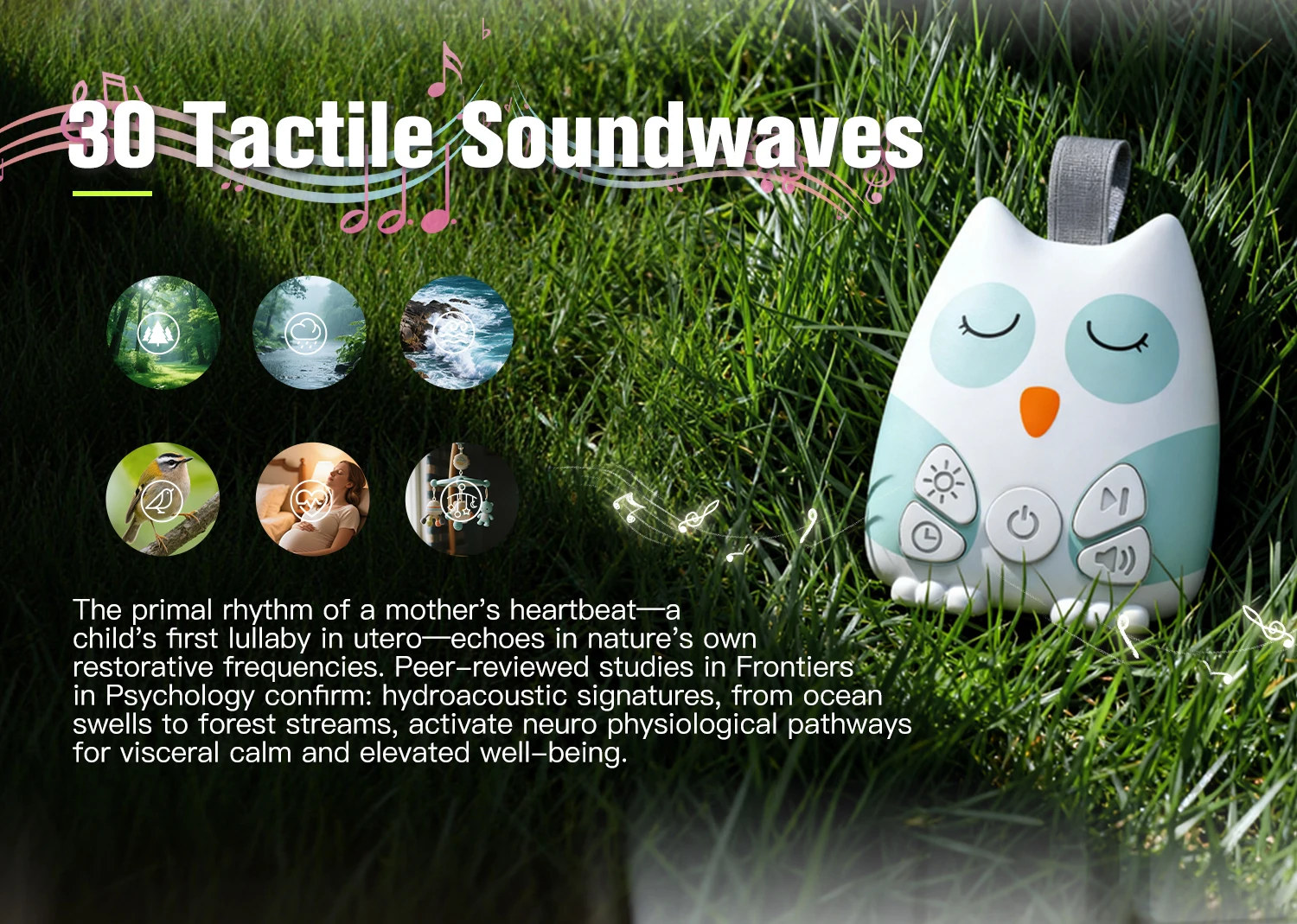 Portable White Noise Sound Machine for Baby 30 Soothing Sounds Crying Sensor for Infants with Night Light Timer Rechargeable