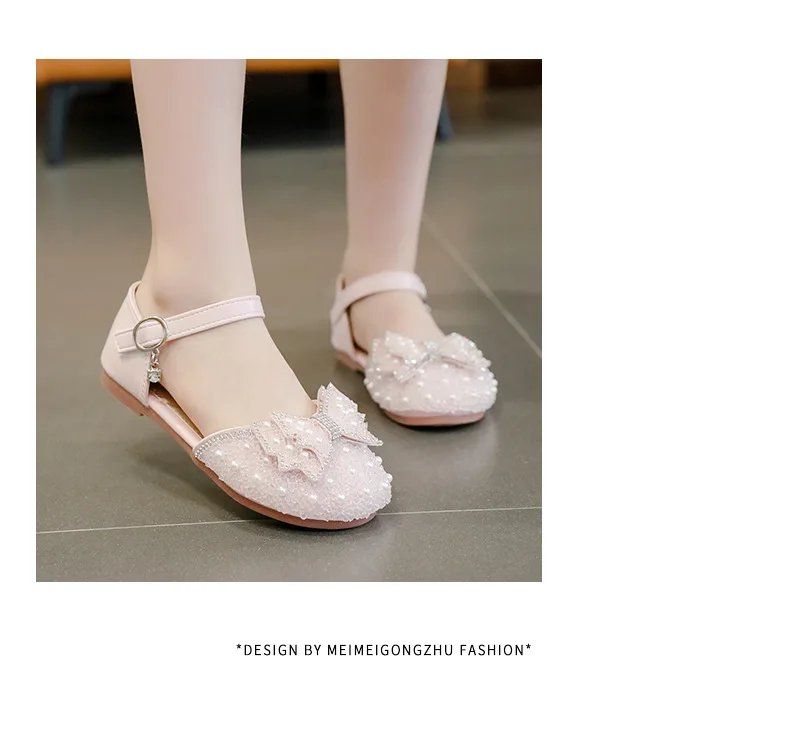 2026 Summer Girls Sandals Fashion Sequins Rhinestone Bow Girls Princess Shoes Baby Girl Shoes Flat Heel Sandals Size 23-35
