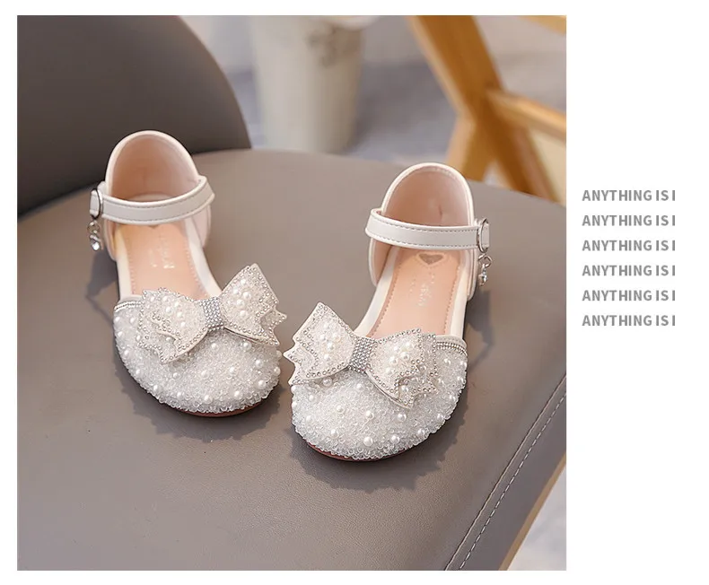 2026 Summer Girls Sandals Fashion Sequins Rhinestone Bow Girls Princess Shoes Baby Girl Shoes Flat Heel Sandals Size 23-35