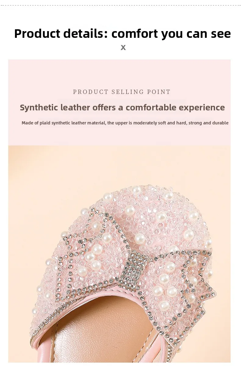2026 Summer Girls Sandals Fashion Sequins Rhinestone Bow Girls Princess Shoes Baby Girl Shoes Flat Heel Sandals Size 23-35