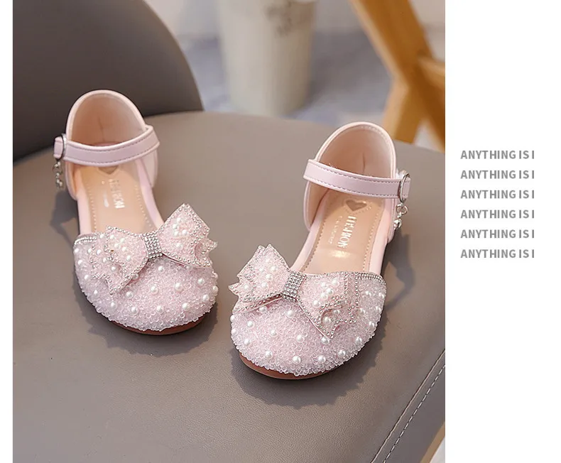 2026 Summer Girls Sandals Fashion Sequins Rhinestone Bow Girls Princess Shoes Baby Girl Shoes Flat Heel Sandals Size 23-35