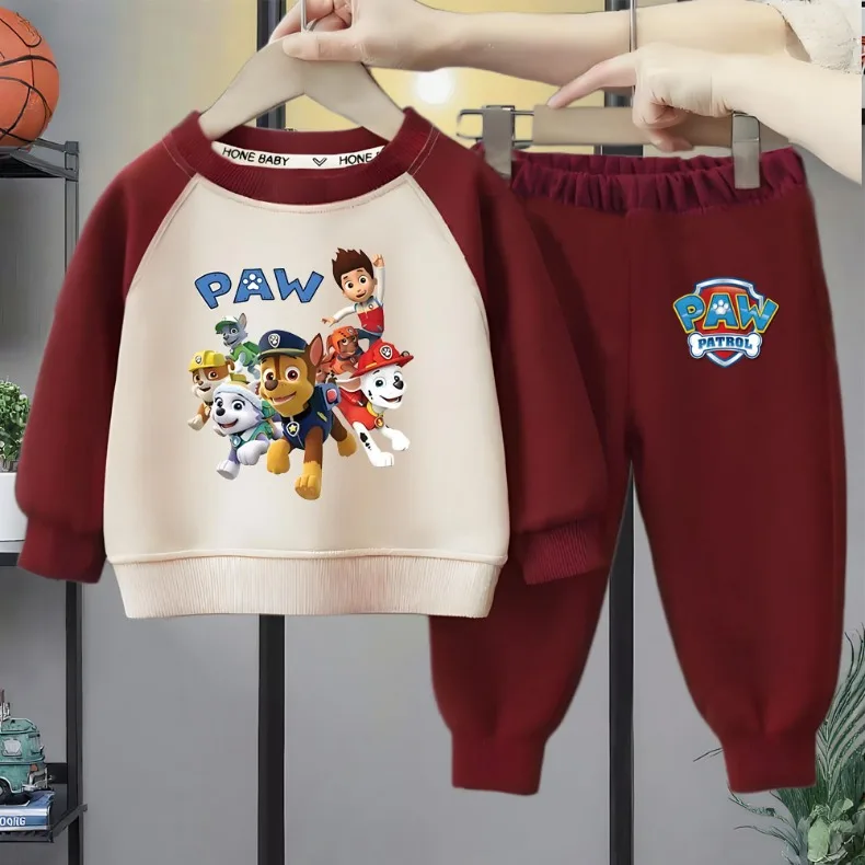 PAW Patrol Baby Boys O Neck Spliced Long Sleeve Hoodies Sets Kids Casual Sweatshirt and Sweatpant 2pcs Suit Spring/autumn New