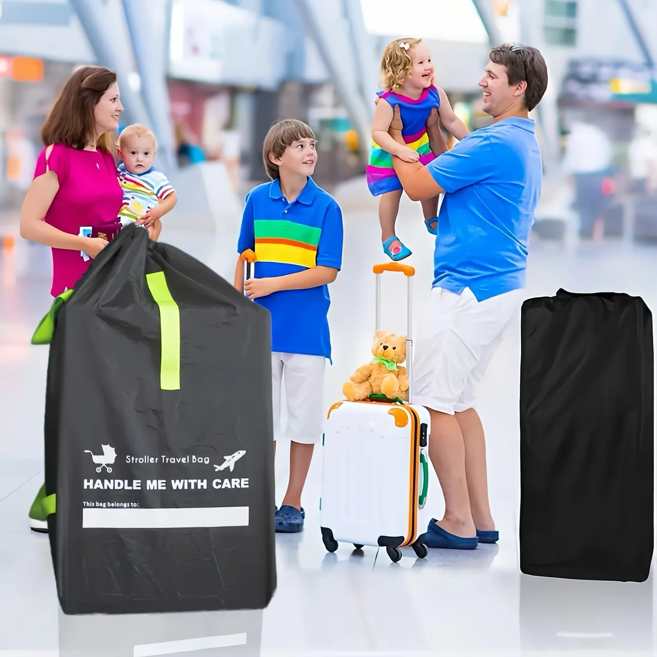 Extra Large Stroller Cover for Airplane - Heavy Duty Storage Bag with Padding, Universal Fit Travel Gear Essentials Black