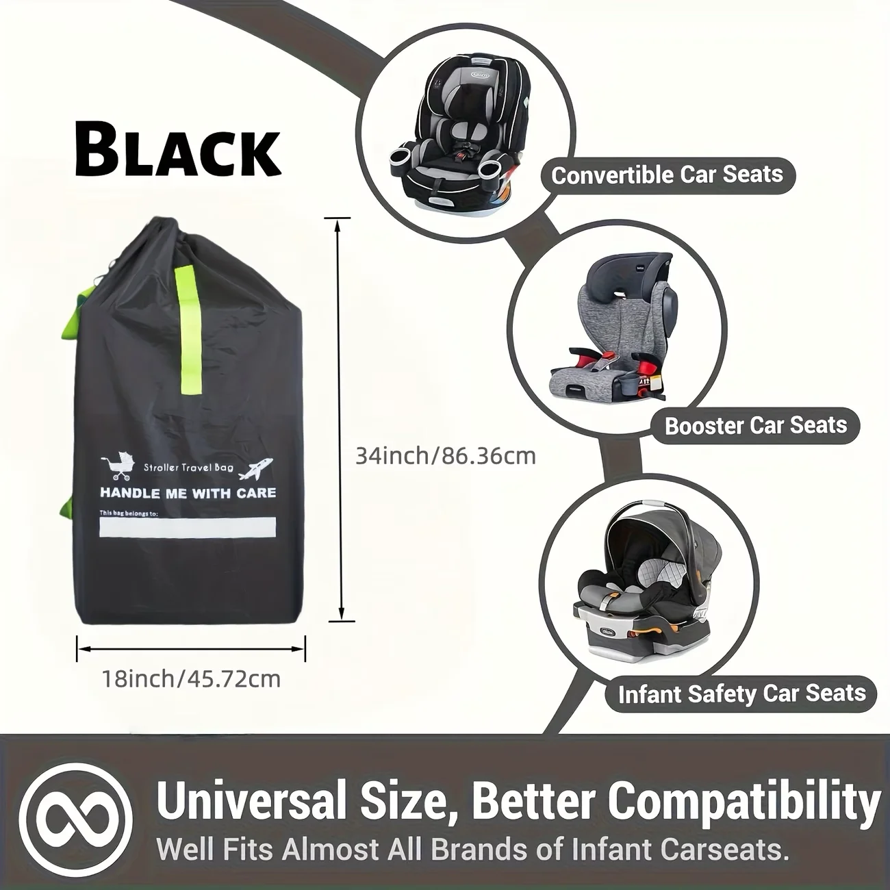 Extra Large Stroller Cover for Airplane - Heavy Duty Storage Bag with Padding, Universal Fit Travel Gear Essentials Black