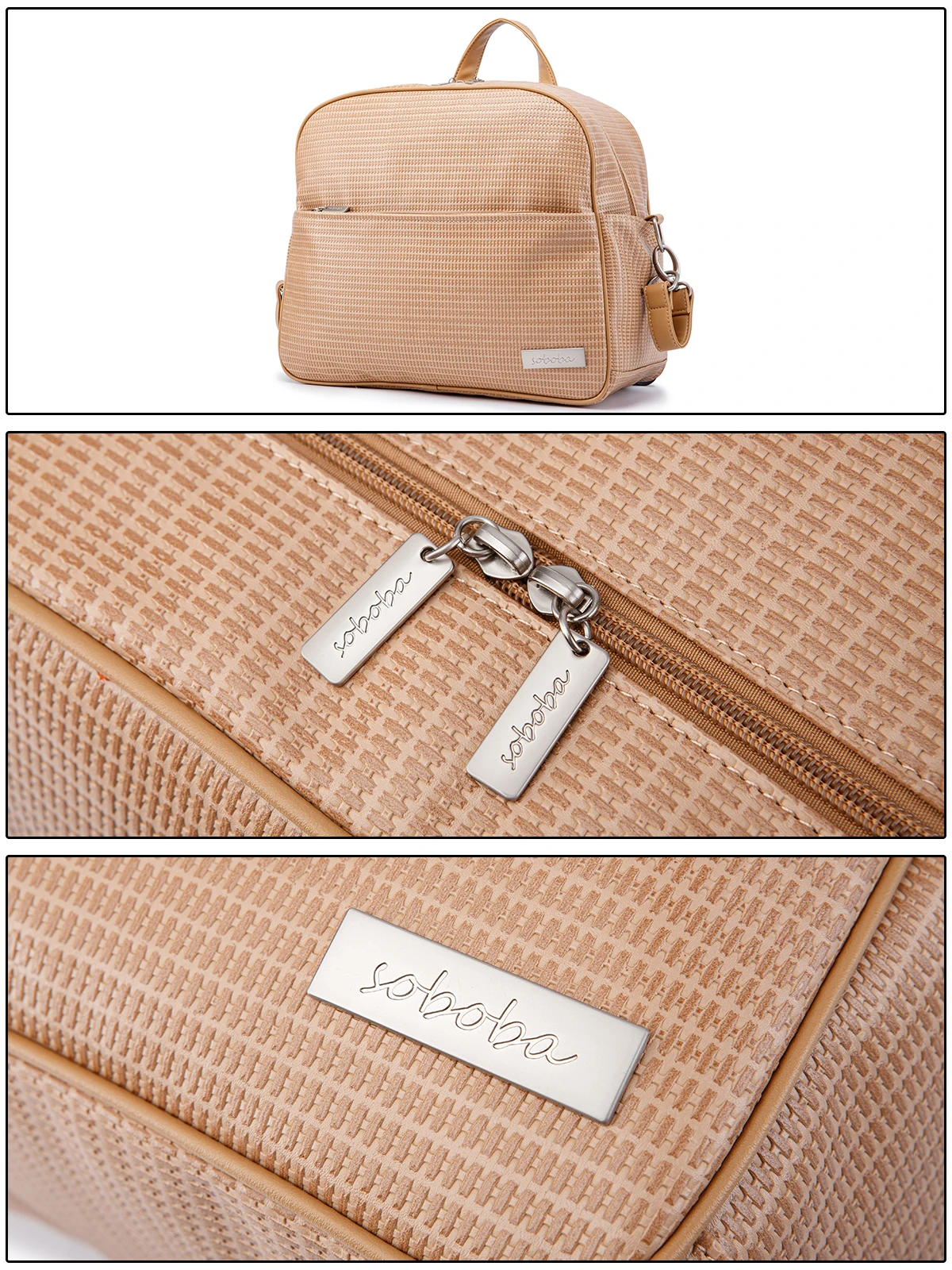 Soboba Stylish Mother Diaper Backpacks Large Capacity Waterproof Environmental Fabric Diaper Bag for Mommy Fashion Nappy Bag