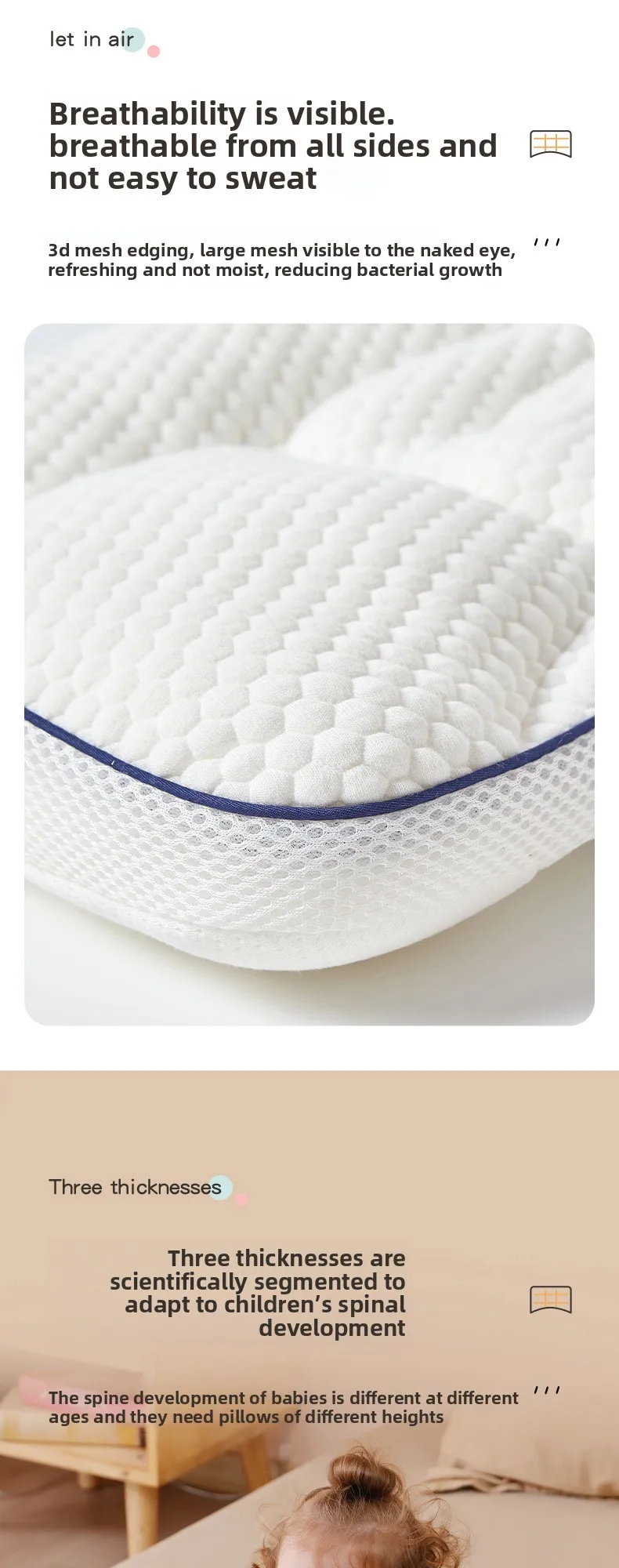 1-16 Years Kids Pillow Neck Protection Children's Partition Pillows Baby Bedding Kindergarten All Seasons Kids Sleeping Pillow