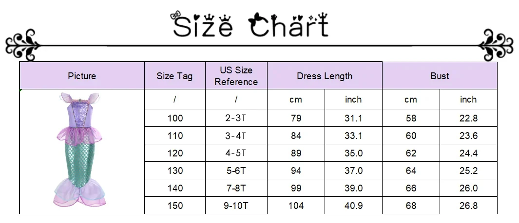 Summer Mermaid Birthday Party Dress Girl Cute Costume Carnival Anime Cosplay Outfits 2-10 Yrs Kids Fantasy Disguise Prom Gown