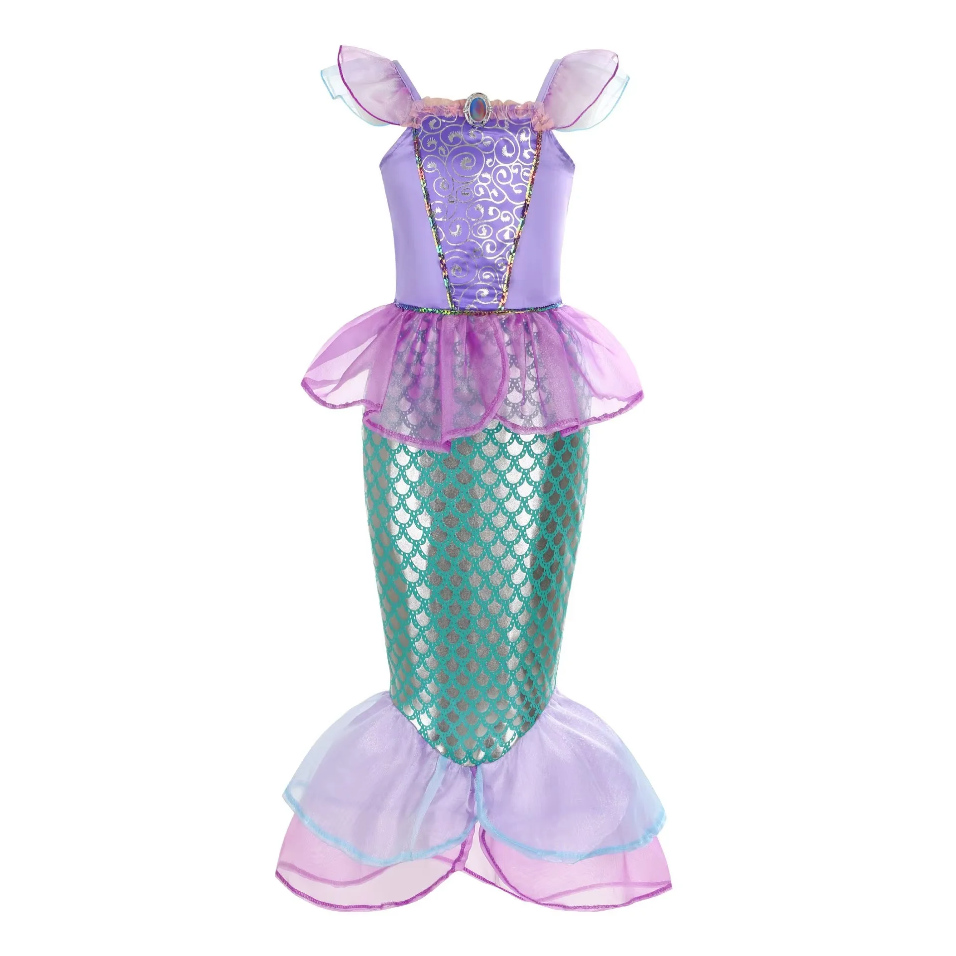 Summer Mermaid Birthday Party Dress Girl Cute Costume Carnival Anime Cosplay Outfits 2-10 Yrs Kids Fantasy Disguise Prom Gown