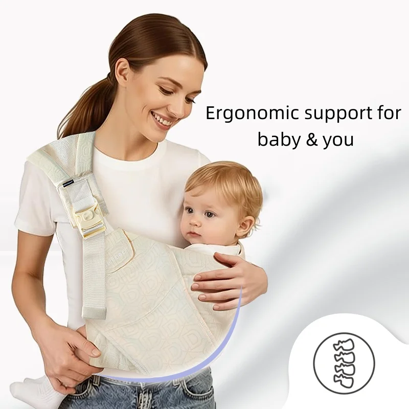 Newborn Baby Carrier Sling Adjustable Crossbody Wrap Infant Holder Baby Bag Hip-seat Ergonomic Support for Hands-Free Carrying