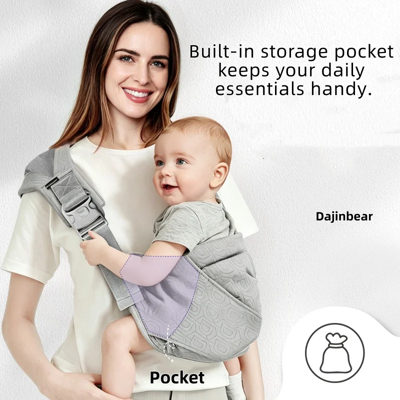 Newborn Baby Carrier Sling Adjustable Crossbody Wrap Infant Holder Baby Bag Hip-seat Ergonomic Support for Hands-Free Carrying