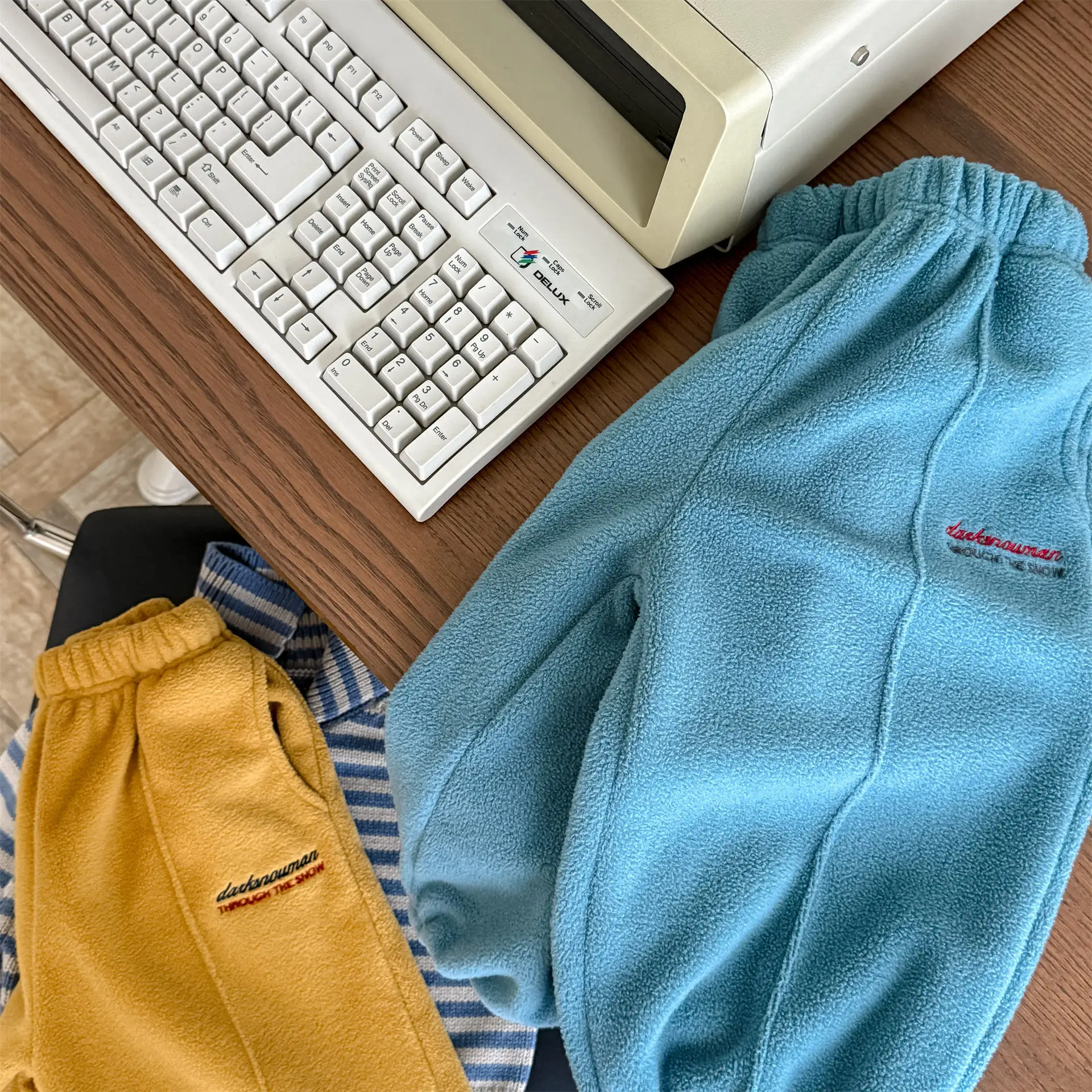 2025 Winter New Children Fleece Trousers Boys Girls Embroidery Harem Pants Baby Warm Casual Pants Cotton Fashion Kids Clothes