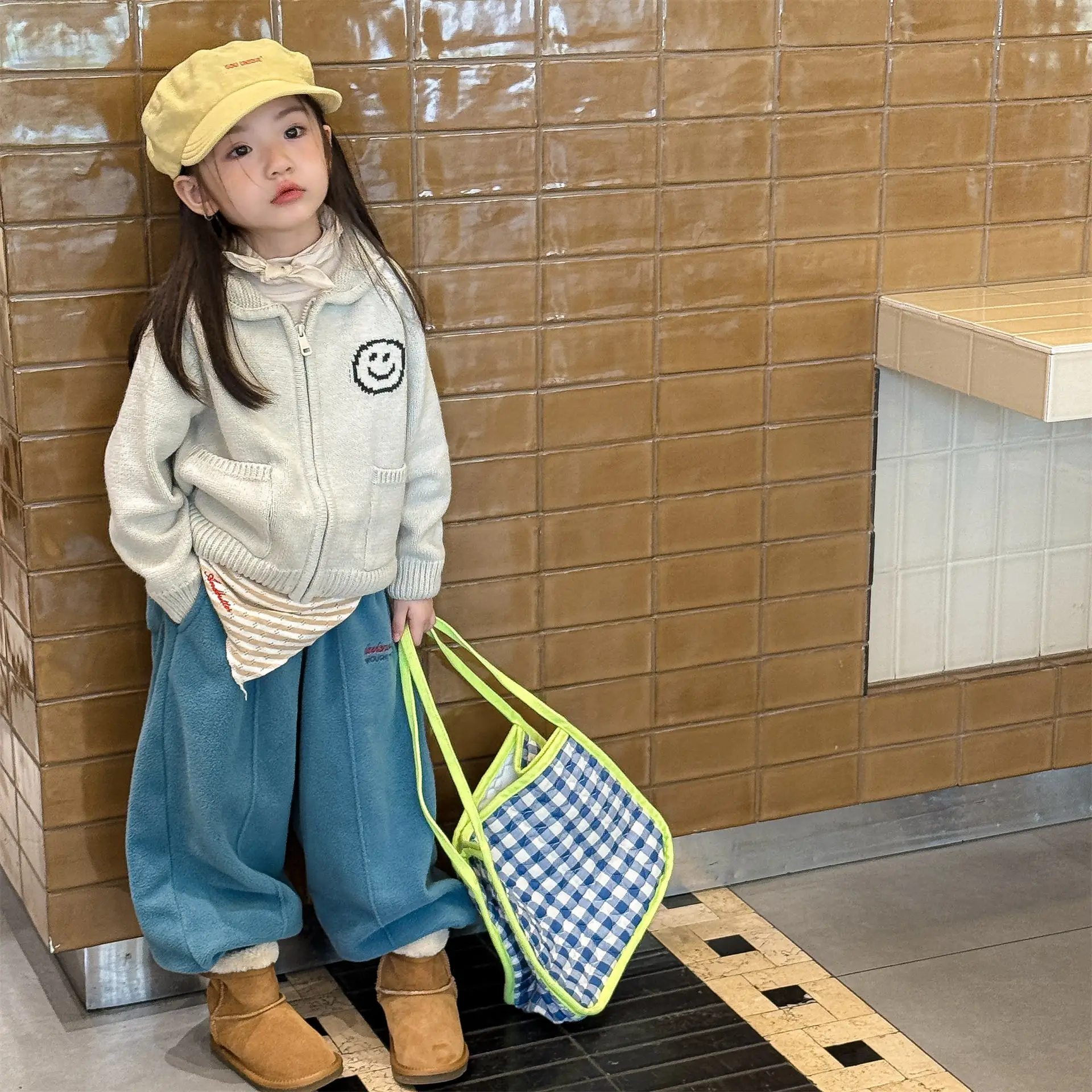 2025 Winter New Children Fleece Trousers Boys Girls Embroidery Harem Pants Baby Warm Casual Pants Cotton Fashion Kids Clothes