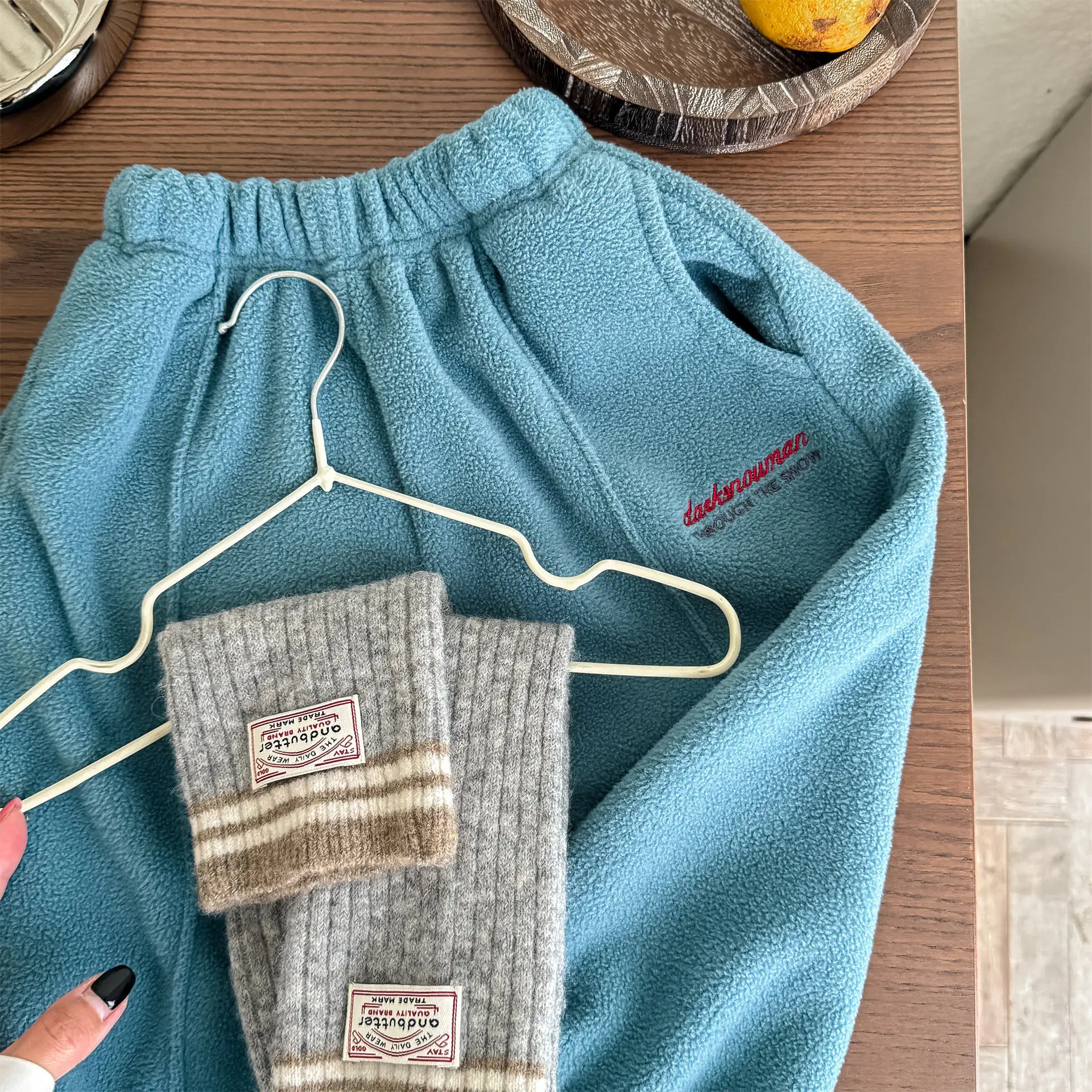 2025 Winter New Children Fleece Trousers Boys Girls Embroidery Harem Pants Baby Warm Casual Pants Cotton Fashion Kids Clothes