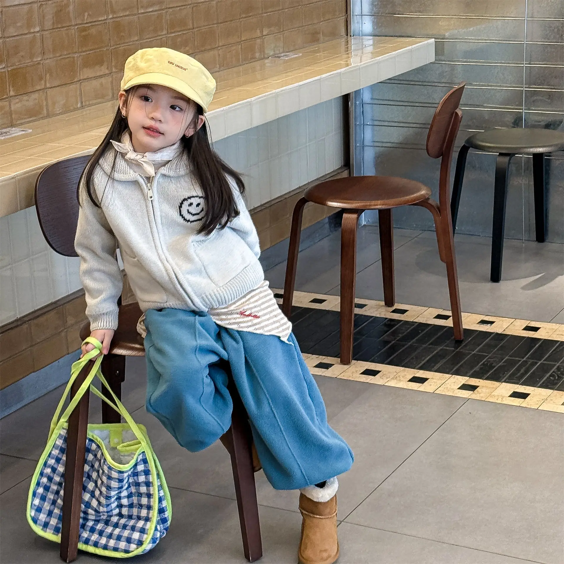 2025 Winter New Children Fleece Trousers Boys Girls Embroidery Harem Pants Baby Warm Casual Pants Cotton Fashion Kids Clothes