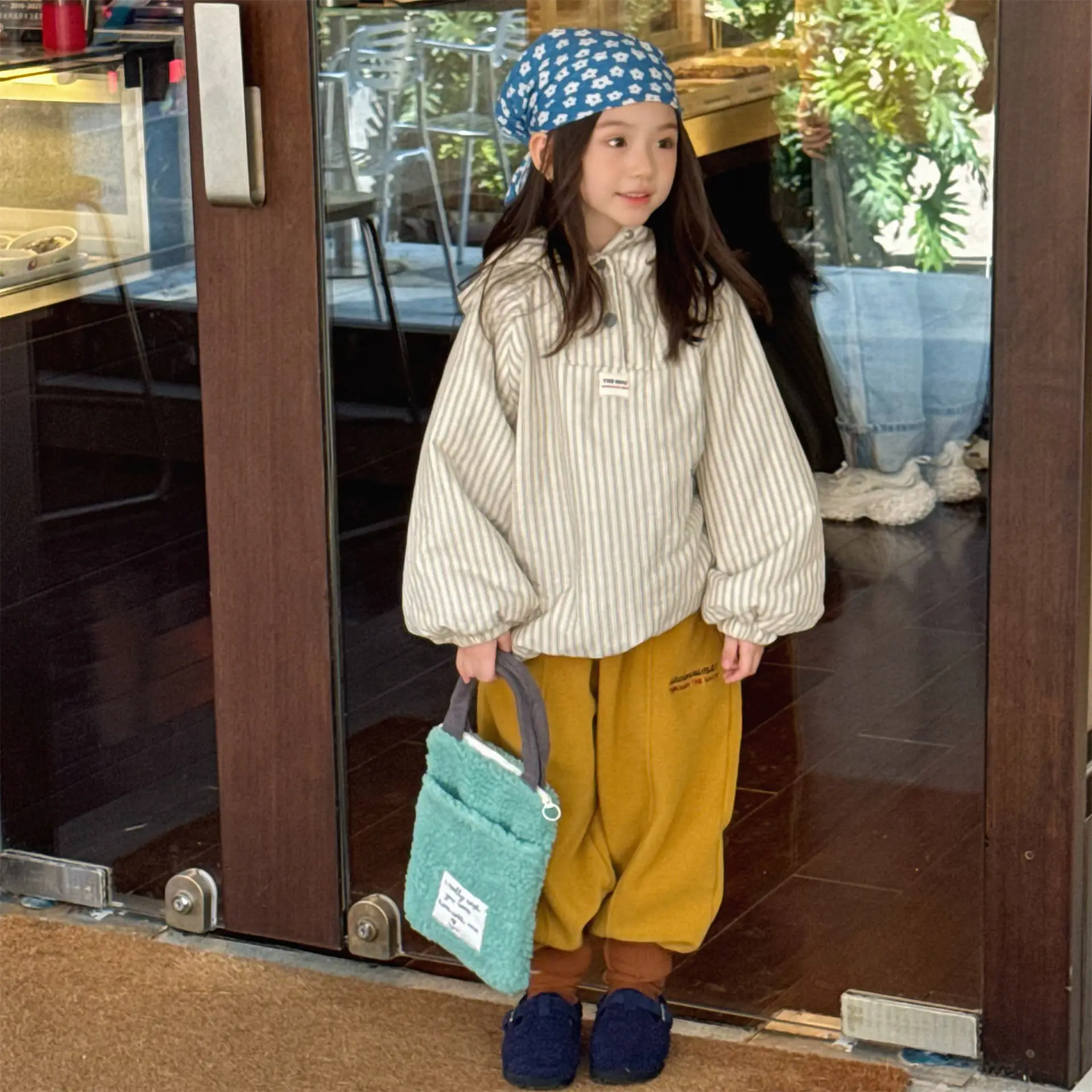 2025 Winter New Children Fleece Trousers Boys Girls Embroidery Harem Pants Baby Warm Casual Pants Cotton Fashion Kids Clothes