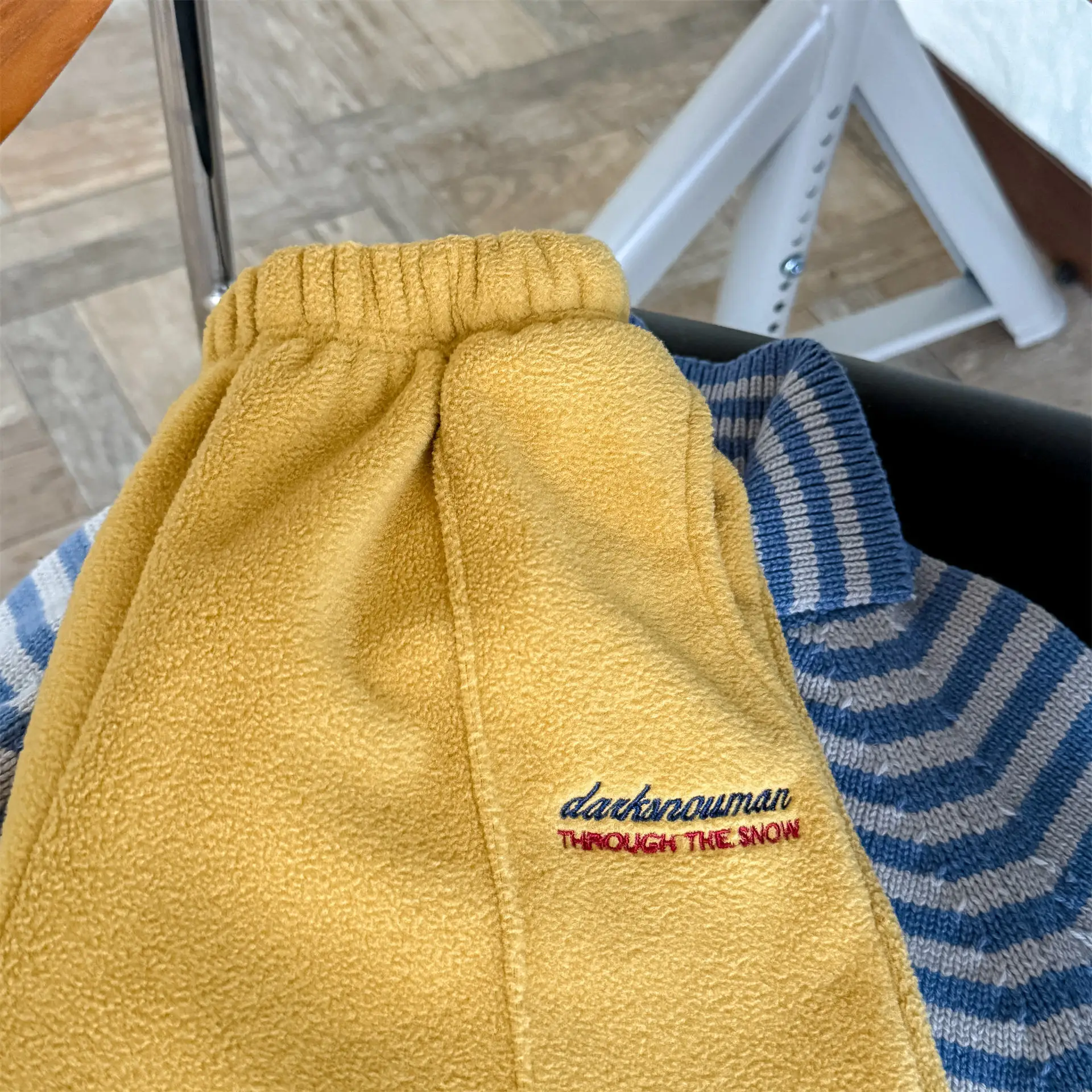 2025 Winter New Children Fleece Trousers Boys Girls Embroidery Harem Pants Baby Warm Casual Pants Cotton Fashion Kids Clothes