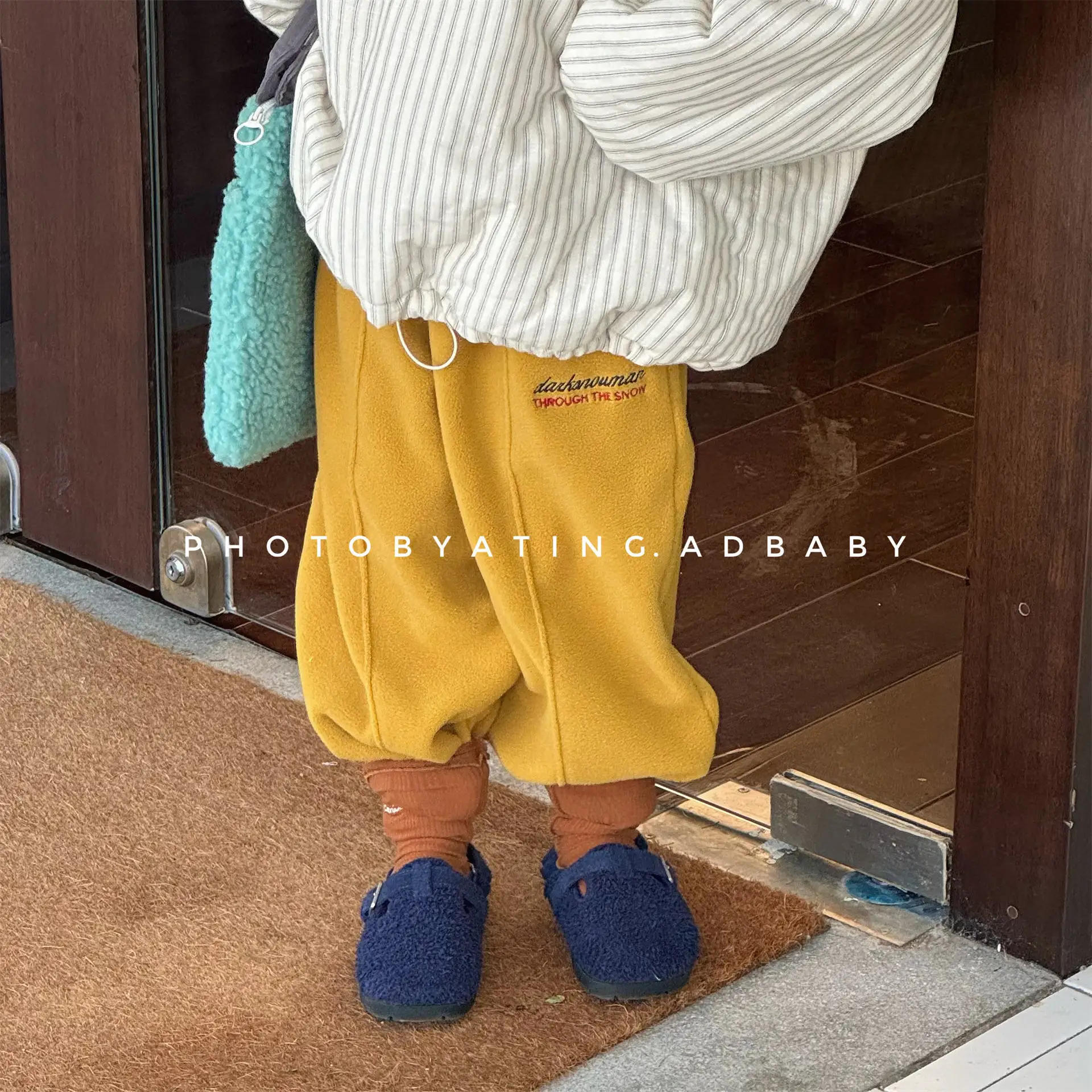 2025 Winter New Children Fleece Trousers Boys Girls Embroidery Harem Pants Baby Warm Casual Pants Cotton Fashion Kids Clothes