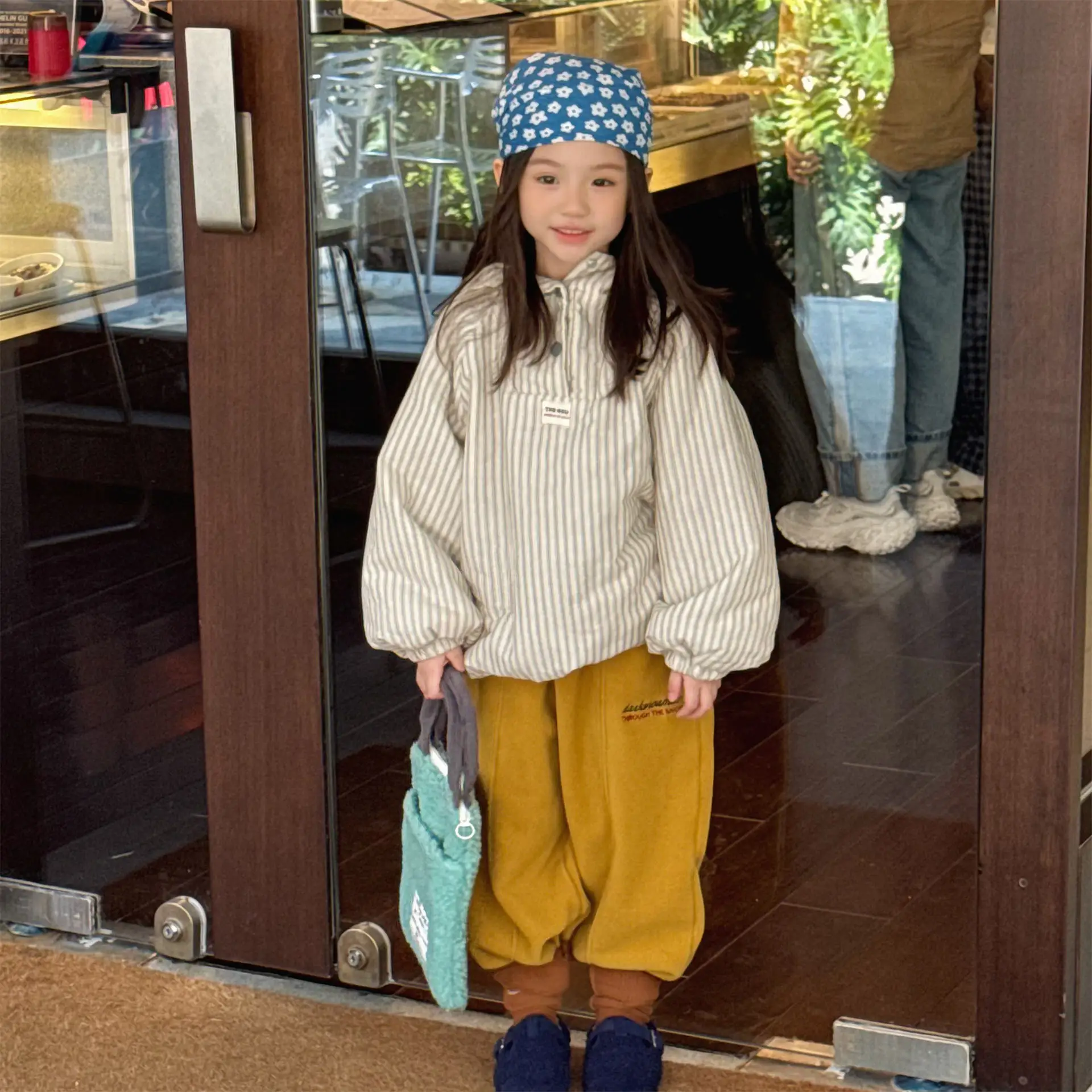 2025 Winter New Children Fleece Trousers Boys Girls Embroidery Harem Pants Baby Warm Casual Pants Cotton Fashion Kids Clothes