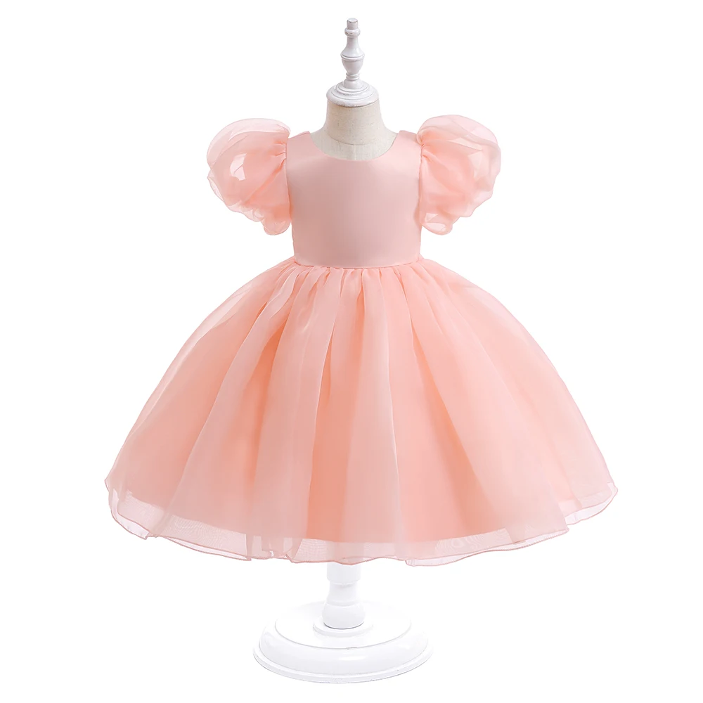 Fashion Flower Printed Party Girls Dresses Christmas Costume White Wedding Birthday Princess Prom Dress for Girl Bridesmaid Gown