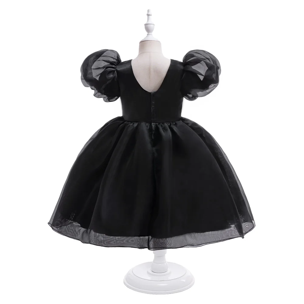 Fashion Flower Printed Party Girls Dresses Christmas Costume White Wedding Birthday Princess Prom Dress for Girl Bridesmaid Gown
