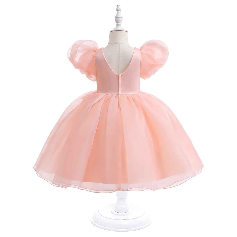 Fashion Flower Printed Party Girls Dresses Christmas Costume White Wedding Birthday Princess Prom Dress for Girl Bridesmaid Gown