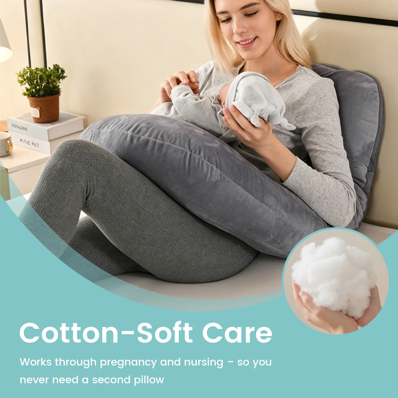 Soft Velvet J-Shaped Full Body Maternity Pillow Pregnant Women Back Leg Tummy Support Comfort Sleeping Pillow Festival Present