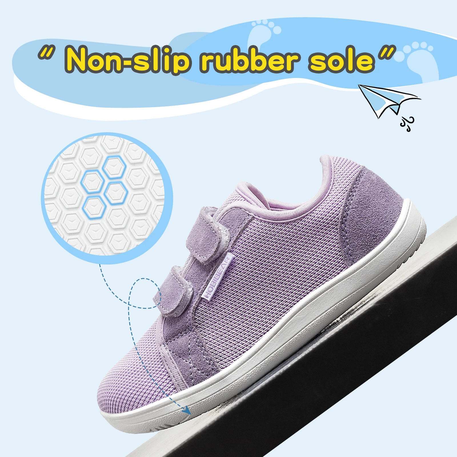 HOBIBEAR Kids Mesh Barefoot Shoes Little/Big/Kid Wide Toe Minimalist Sneakers Lightweight Hook Loop Breathable Casual Shoes