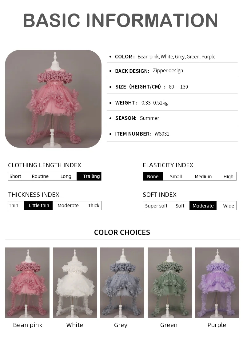 Kids Dress For Girls Ruffles Sleeve Flower Girl Gown Purple Birthday Evening Party Costume