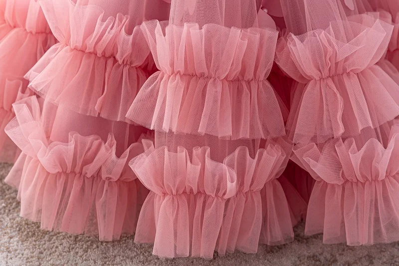 Girls Princess Dress 1-5 Y baby Girls Wedding Sleeveless Three-Dimensional butterfly Mesh Carnival Birthday Party Evening Dress