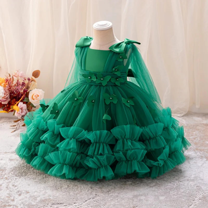 Girls Princess Dress 1-5 Y baby Girls Wedding Sleeveless Three-Dimensional butterfly Mesh Carnival Birthday Party Evening Dress