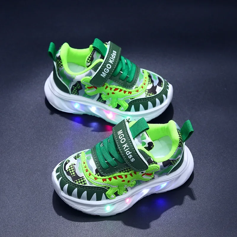 LED Children Cute Cartoon Boys Casual Sneaker for Children Shoes Girl Mesh Breathable Lighting Shoes Baby Illuminated Shoe
