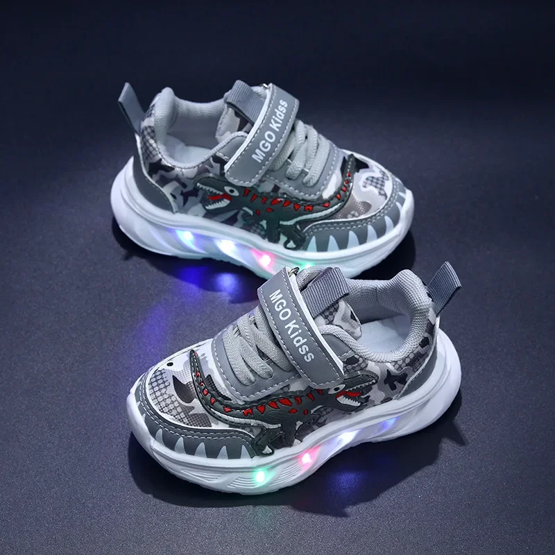 LED Children Cute Cartoon Boys Casual Sneaker for Children Shoes Girl Mesh Breathable Lighting Shoes Baby Illuminated Shoe