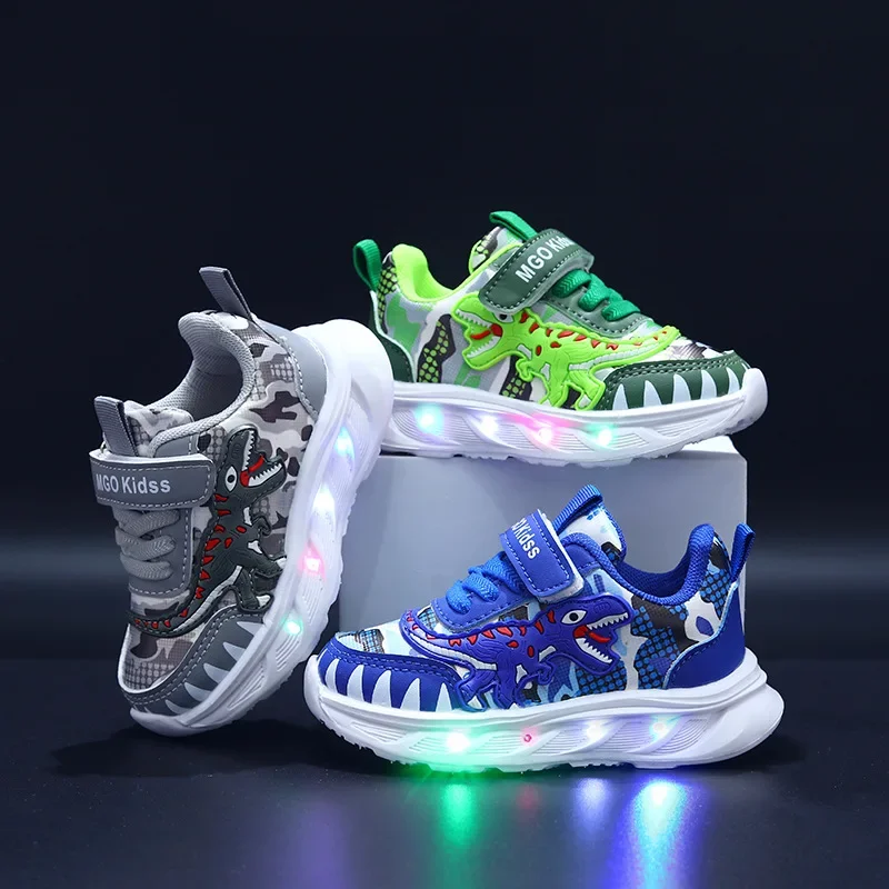 LED Children Cute Cartoon Boys Casual Sneaker for Children Shoes Girl Mesh Breathable Lighting Shoes Baby Illuminated Shoe