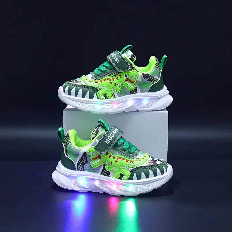 LED Children Cute Cartoon Boys Casual Sneaker for Children Shoes Girl Mesh Breathable Lighting Shoes Baby Illuminated Shoe