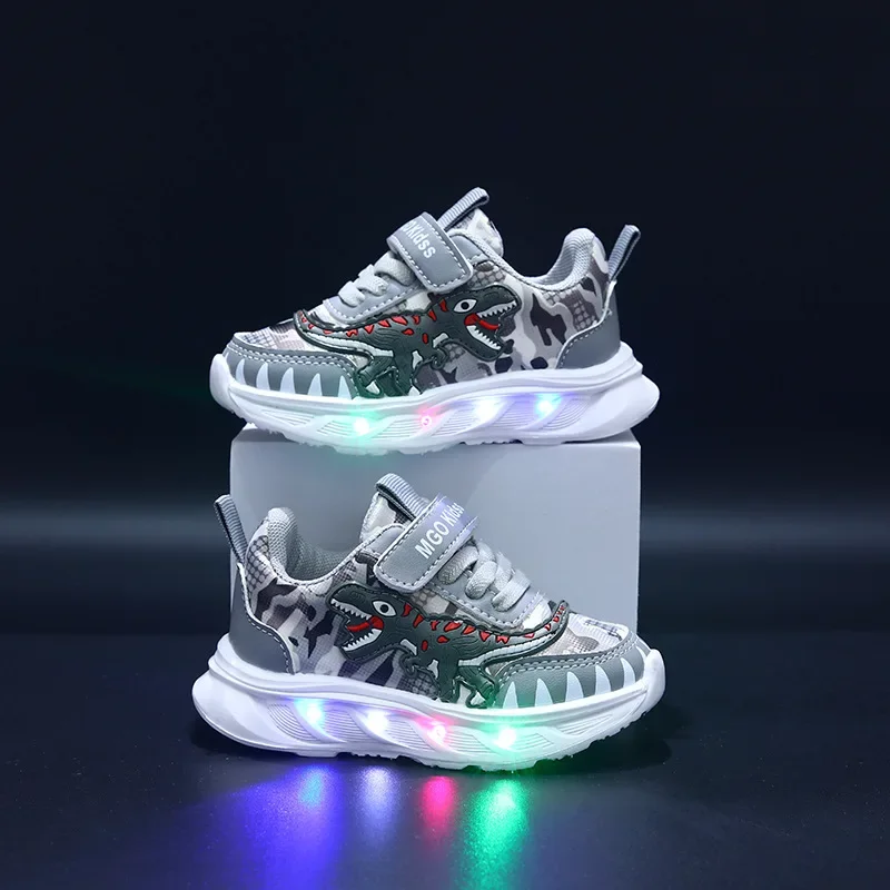 LED Children Cute Cartoon Boys Casual Sneaker for Children Shoes Girl Mesh Breathable Lighting Shoes Baby Illuminated Shoe