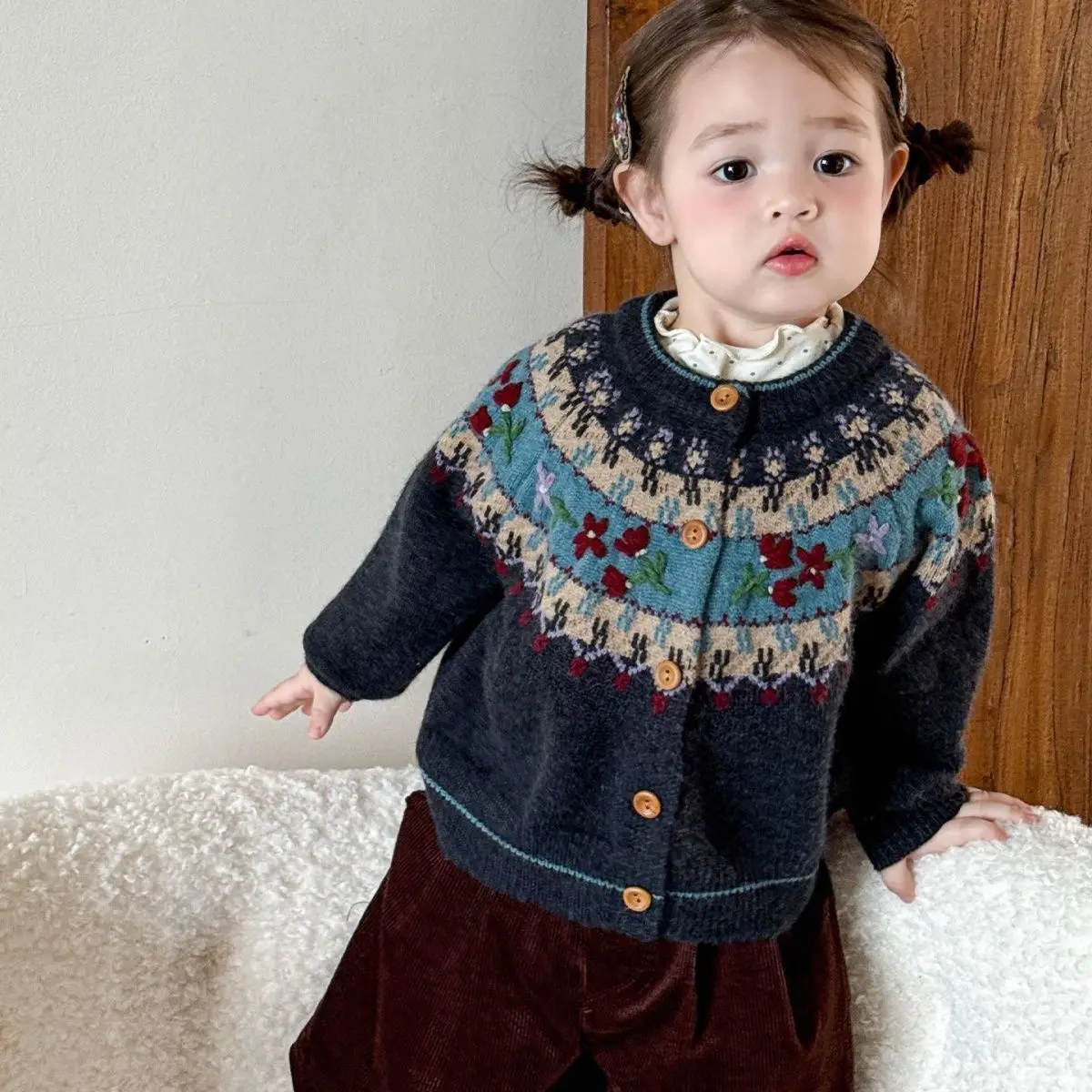 Girls' Sweater Coat for Autumn, Stylish and Super Cute Children's Knitted Cardigan, Baby Girl's Clothing