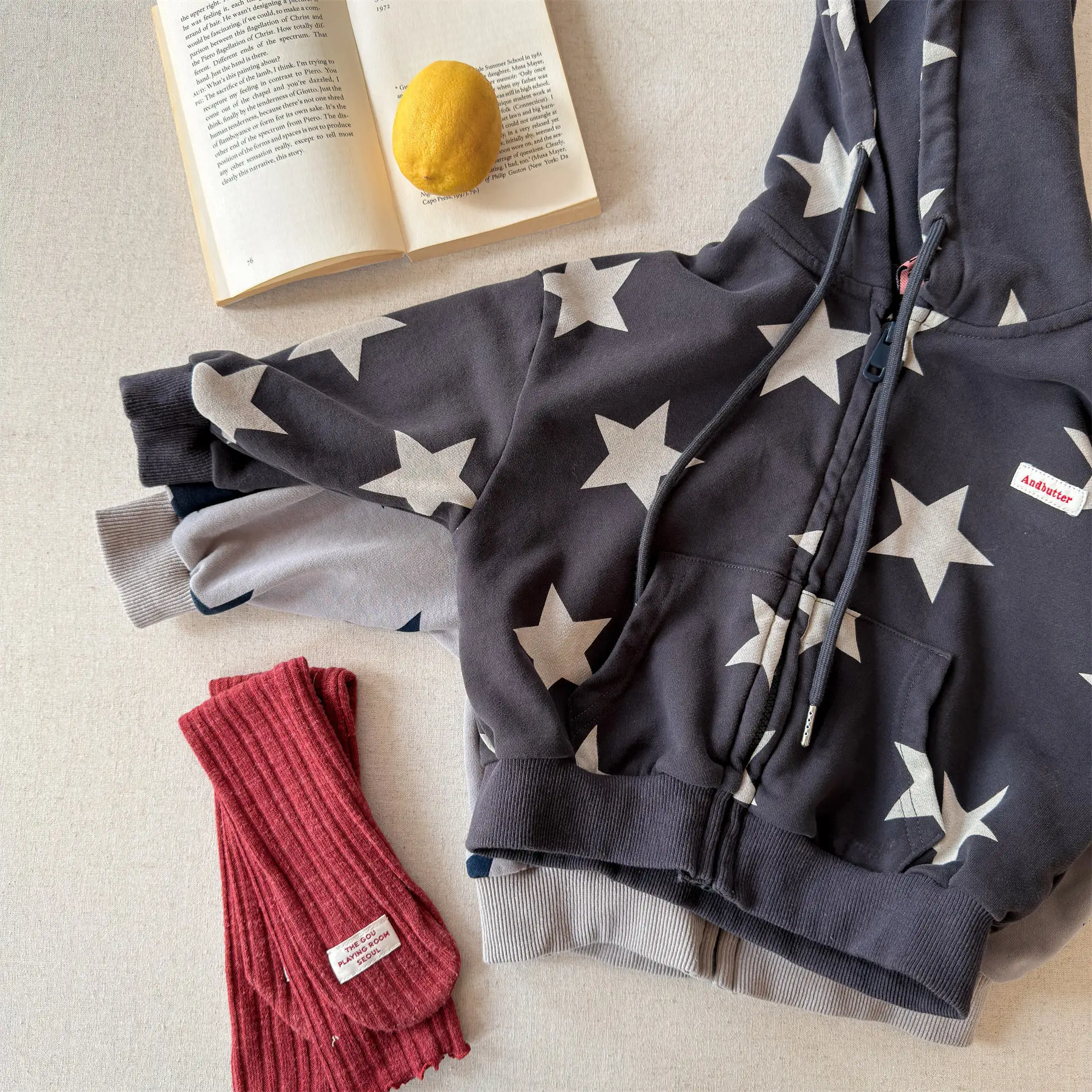 Children Casual Full Stars Coat Boys Girls Loose Hooded Coat Baby Vintage Jacket Kids Cotton Cardigan Toddler Zipper Tops