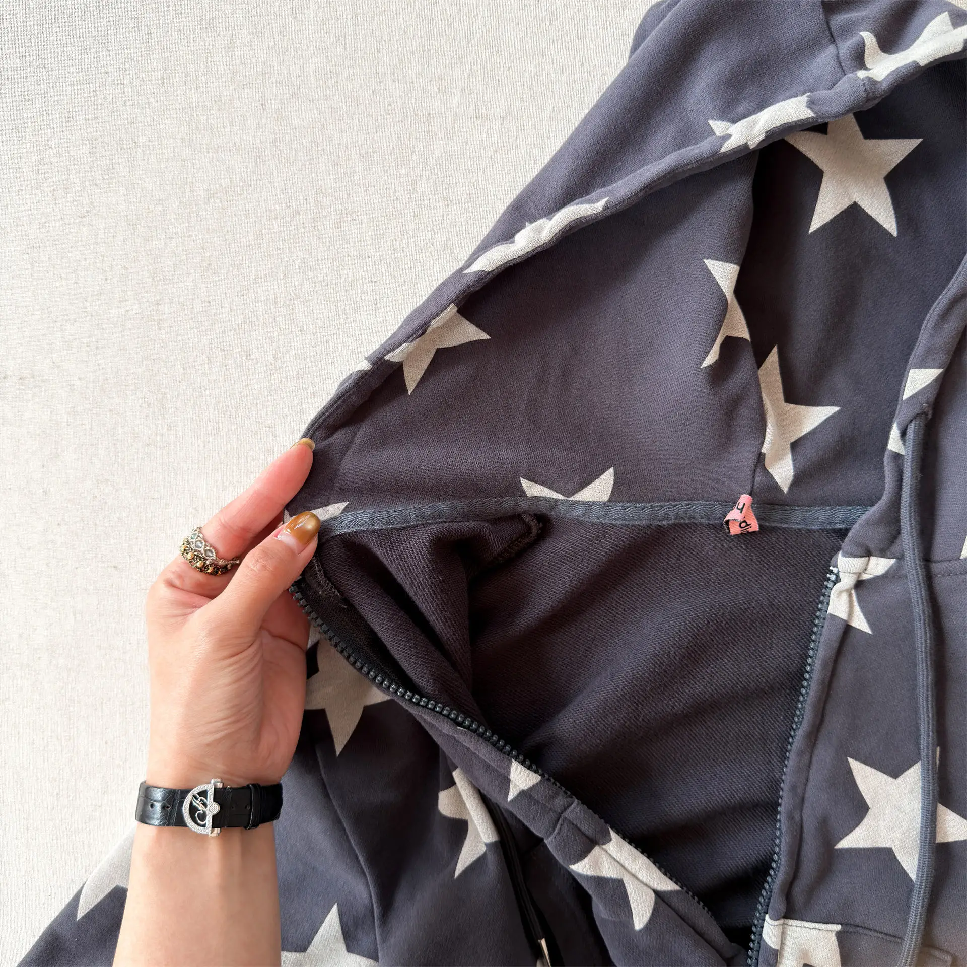 Children Casual Full Stars Coat Boys Girls Loose Hooded Coat Baby Vintage Jacket Kids Cotton Cardigan Toddler Zipper Tops