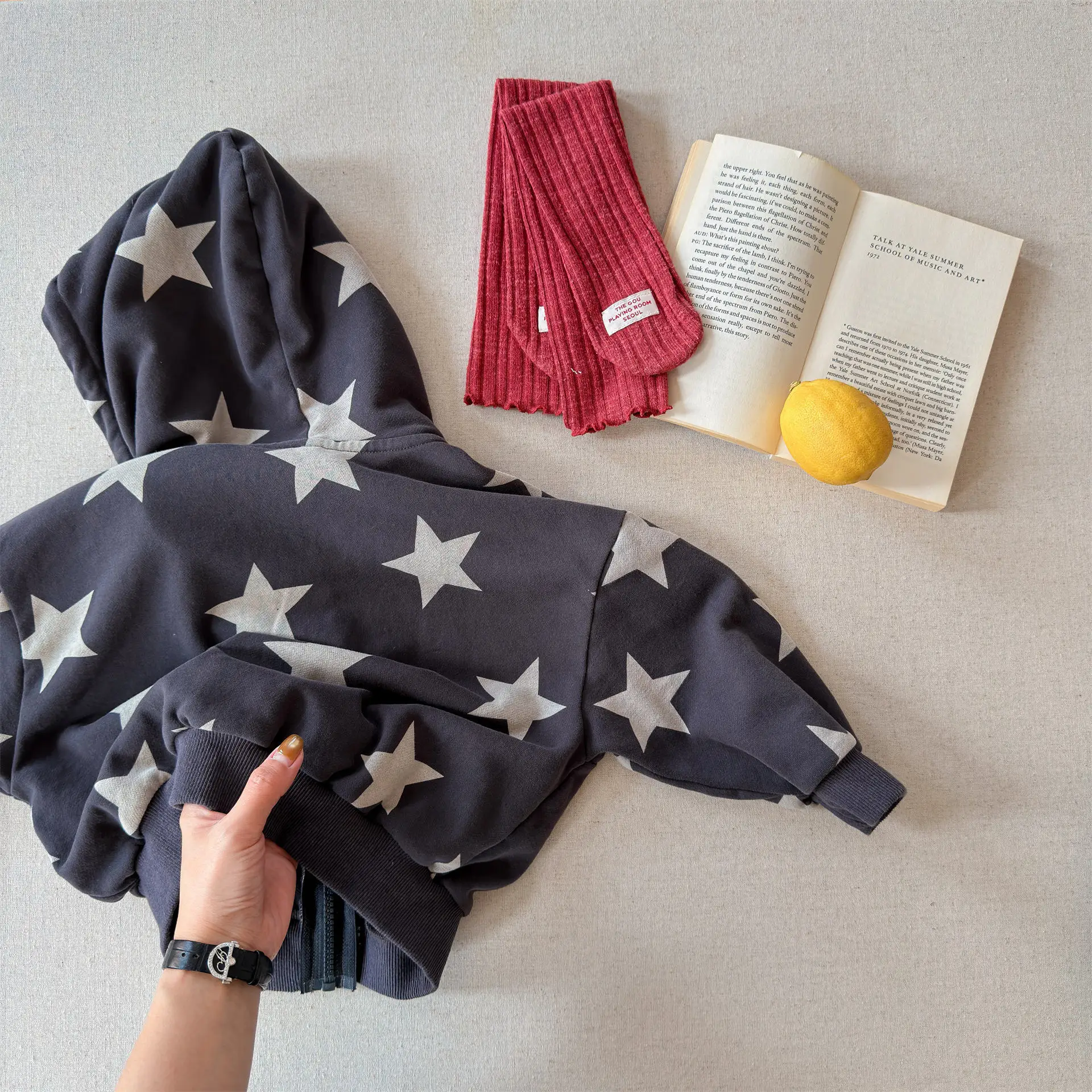 Children Casual Full Stars Coat Boys Girls Loose Hooded Coat Baby Vintage Jacket Kids Cotton Cardigan Toddler Zipper Tops