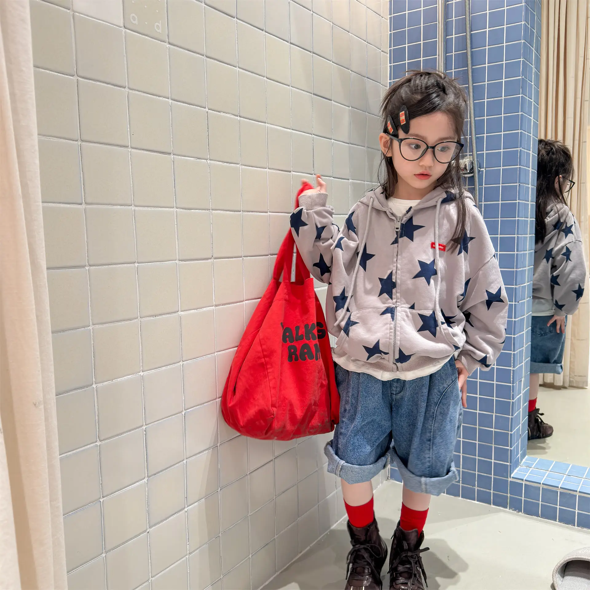 Children Casual Full Stars Coat Boys Girls Loose Hooded Coat Baby Vintage Jacket Kids Cotton Cardigan Toddler Zipper Tops